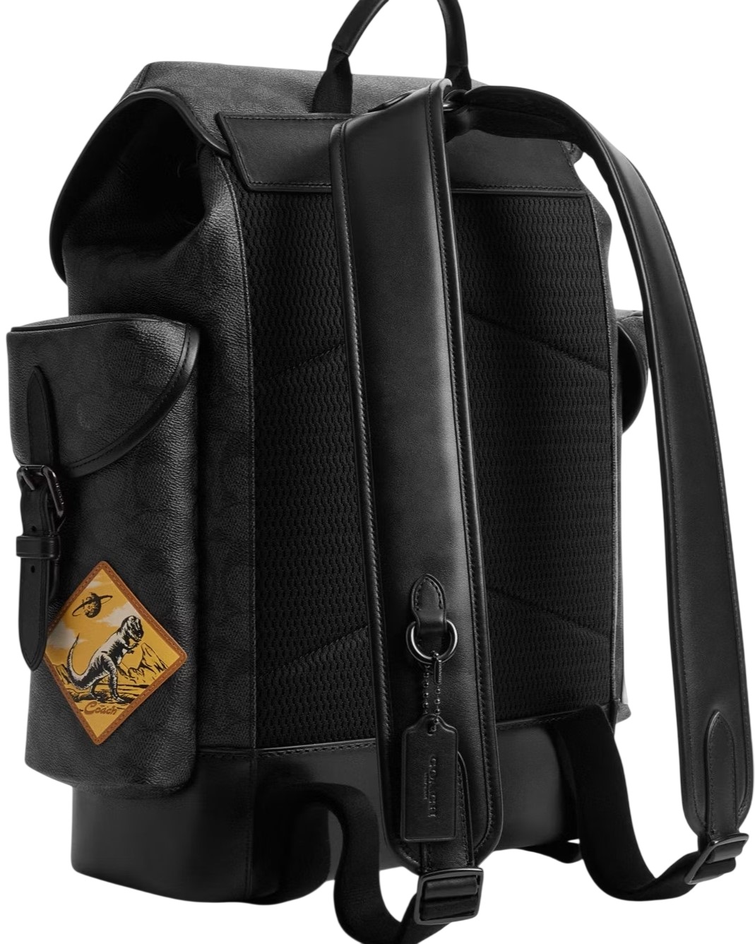 Balo Coach Hitch Backpack In Signature Canvas With Patches Charcoal Multi CBF04 4