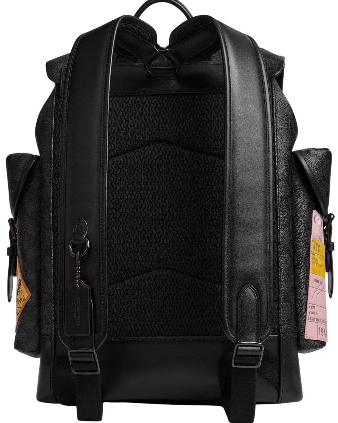 Balo Coach Hitch Backpack In Signature Canvas With Patches Charcoal Multi CBF04 5
