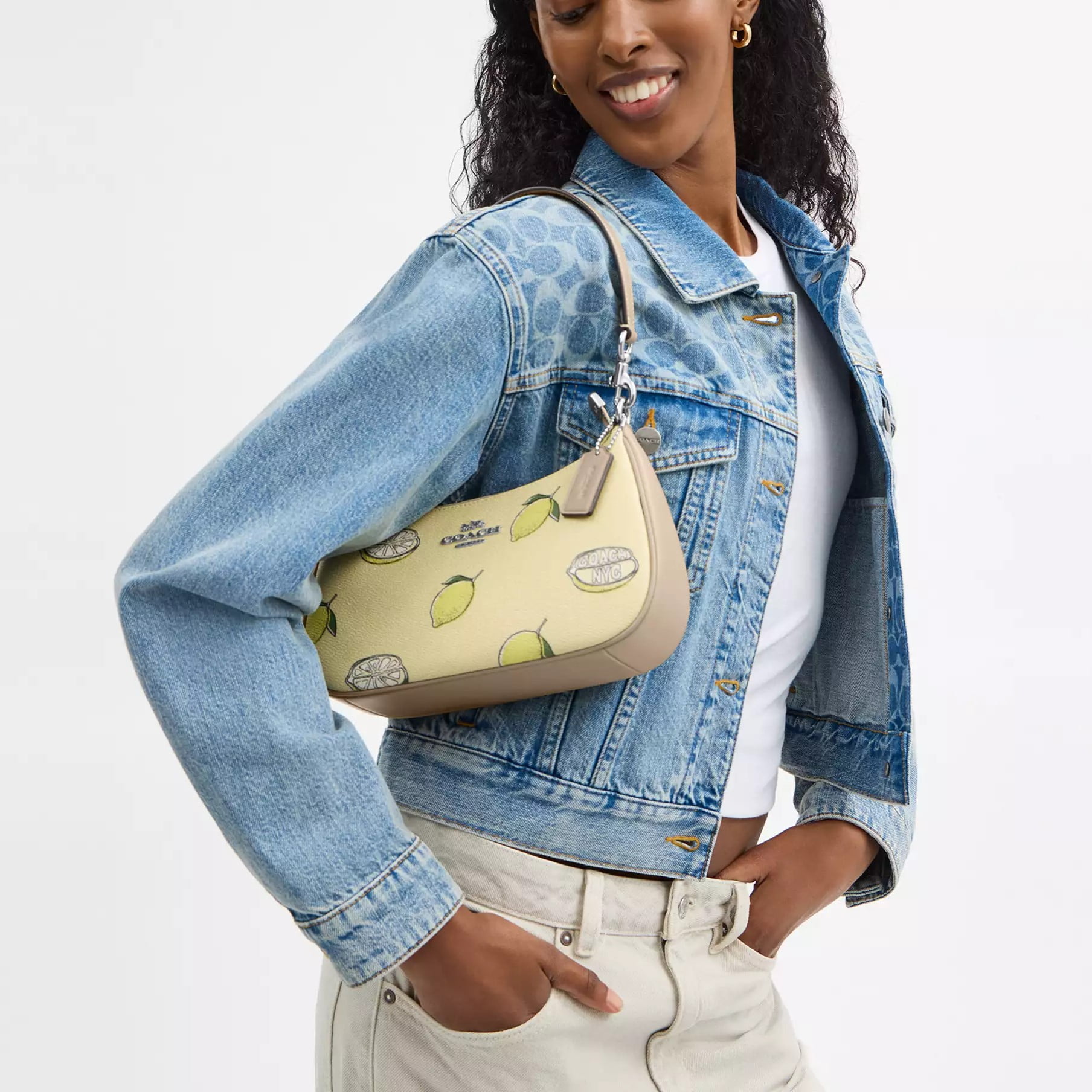 Túi kẹp nách Coach Teri Shoulder Bag With Lemon Print Garden Glade Multi CBA53 4