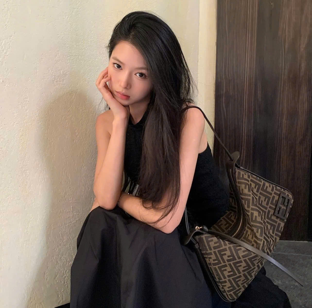 Túi xách nữ Simply Fendi Brown FF Jacquard Fabric Mini Bag 10