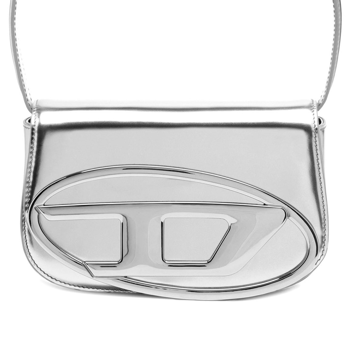 TÚI ĐEO VAI NỮ DIESEL WOMENS 1DR ICONIC SHOULDER BAG IN SILVER MIRRORED LEATHER MÀU BẠC 9
