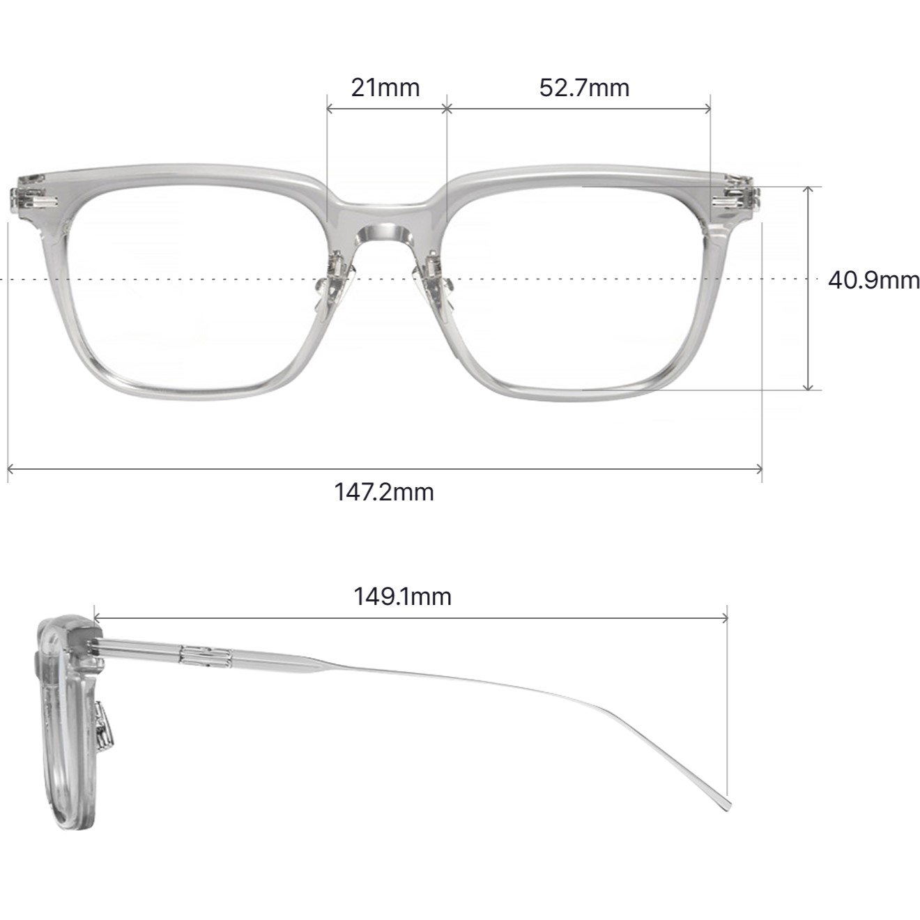 Mắt kính gọng cận Gentle Monster Zin GC7 Clear Lenses Square Shape Translucent Gray Acetate Frame 13