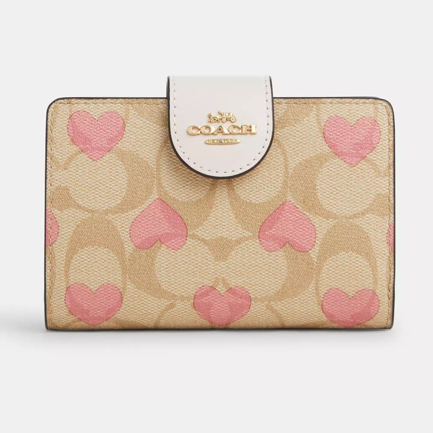 Ví Coach nữ cầm tay Medium Corner Zip Wallet In Signature Canvas With Heart Print CQ146 3