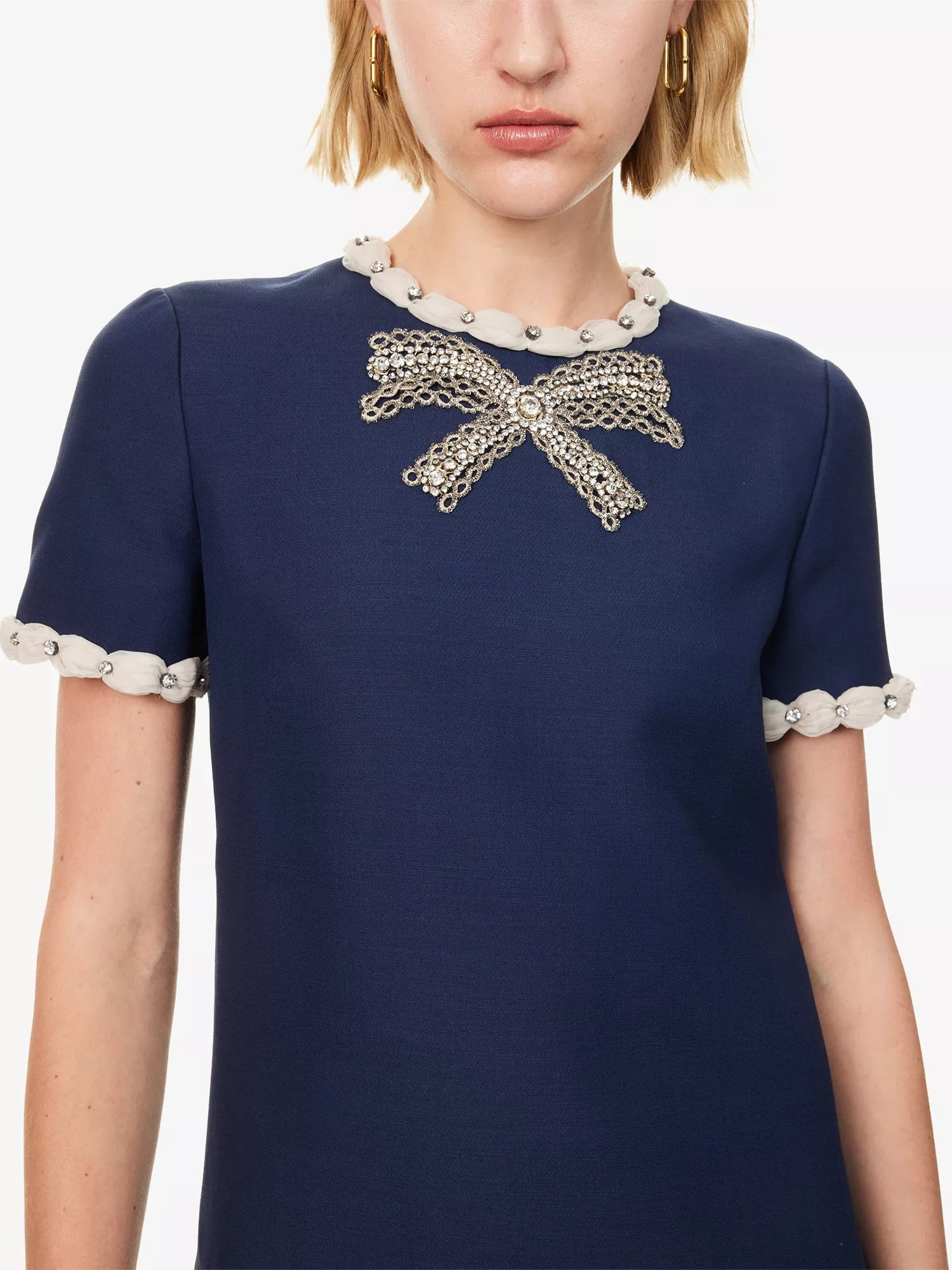Váy Đầm Valentino Embroidered Crepe Couture Short Dress Indigo 1