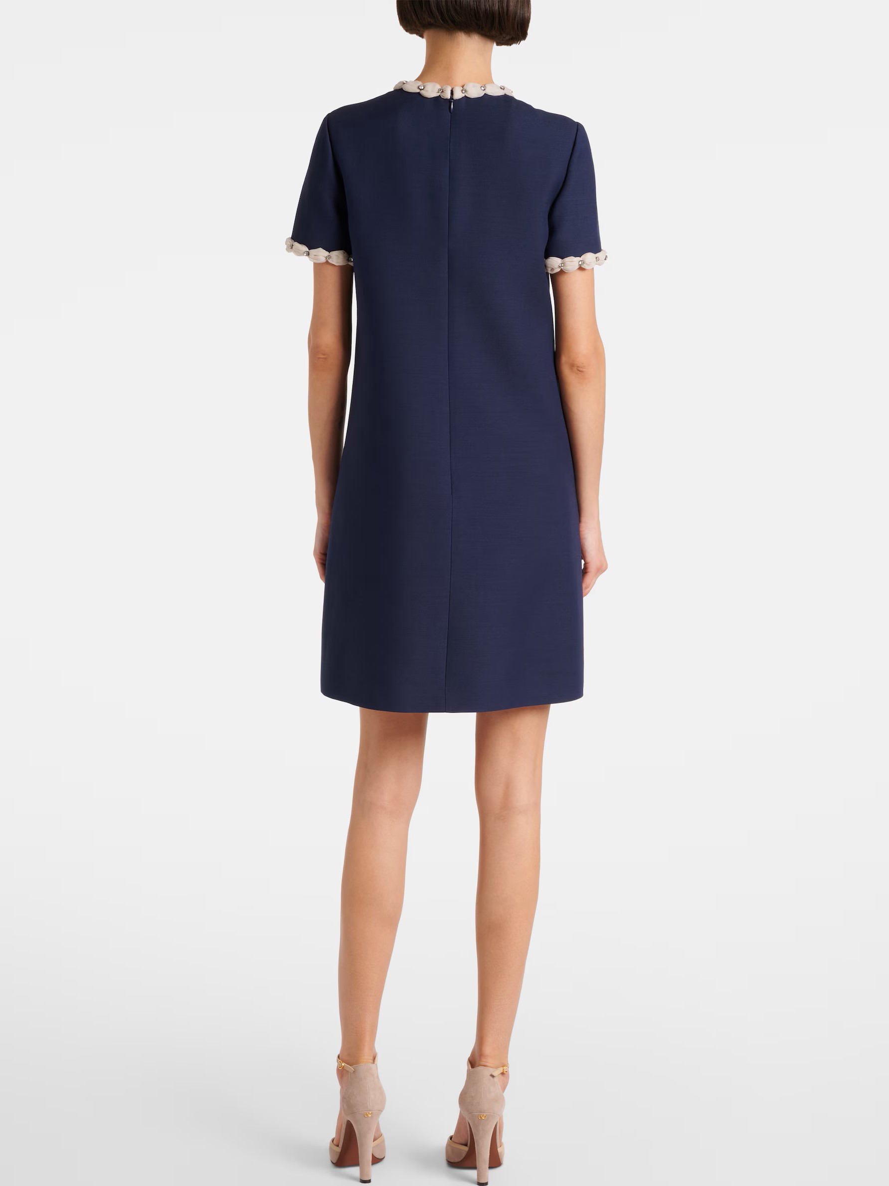 Váy Đầm Valentino Embroidered Crepe Couture Short Dress Indigo 2