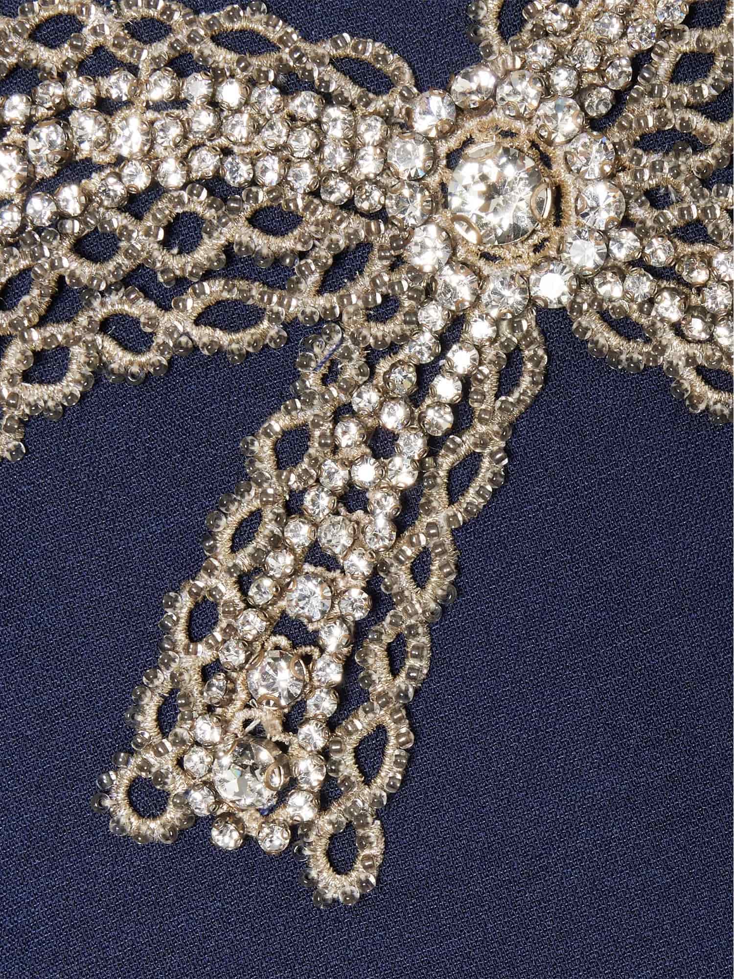 Váy Đầm Valentino Embroidered Crepe Couture Short Dress Indigo 6