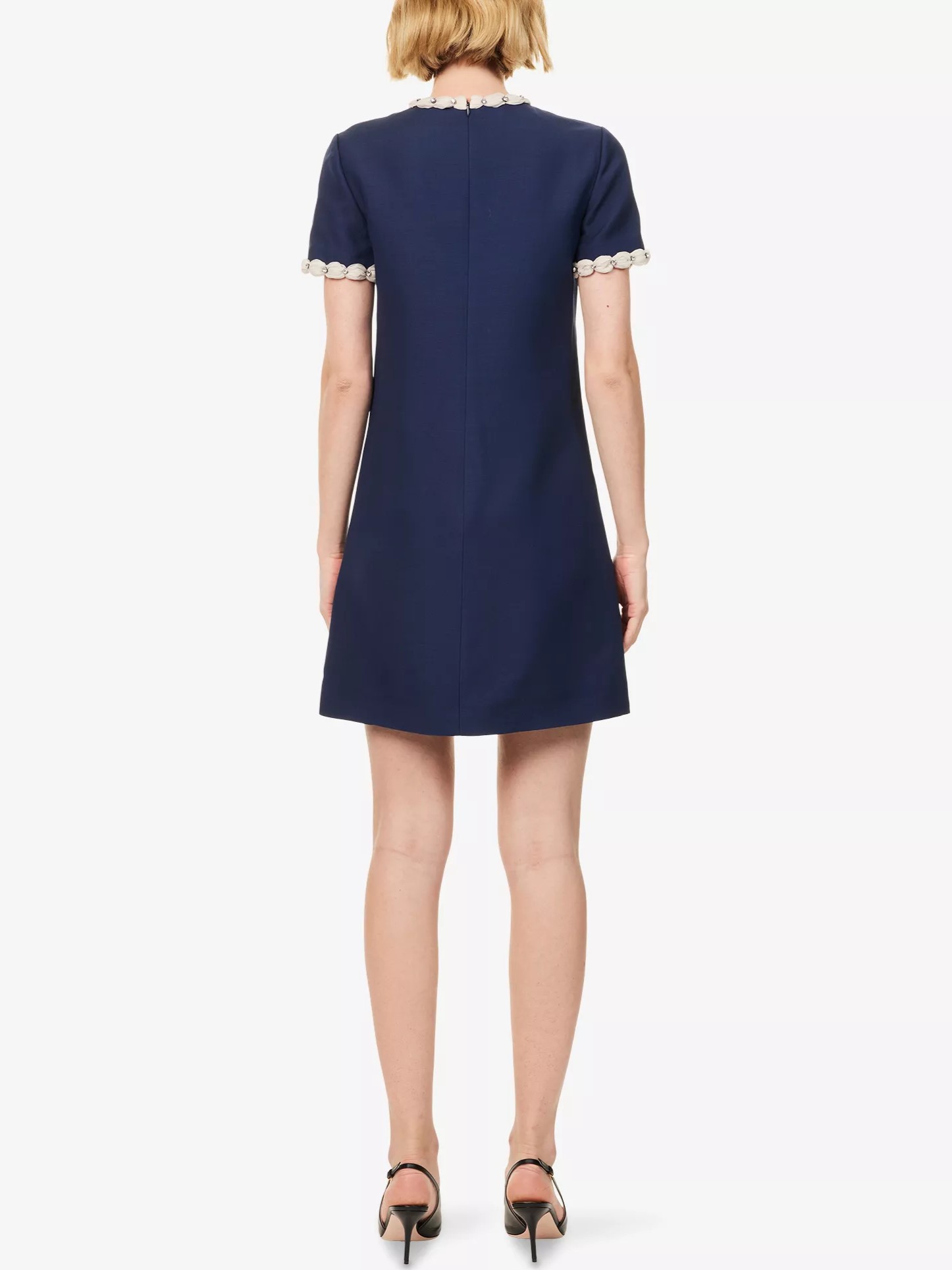 Váy Đầm Valentino Embroidered Crepe Couture Short Dress Indigo 9