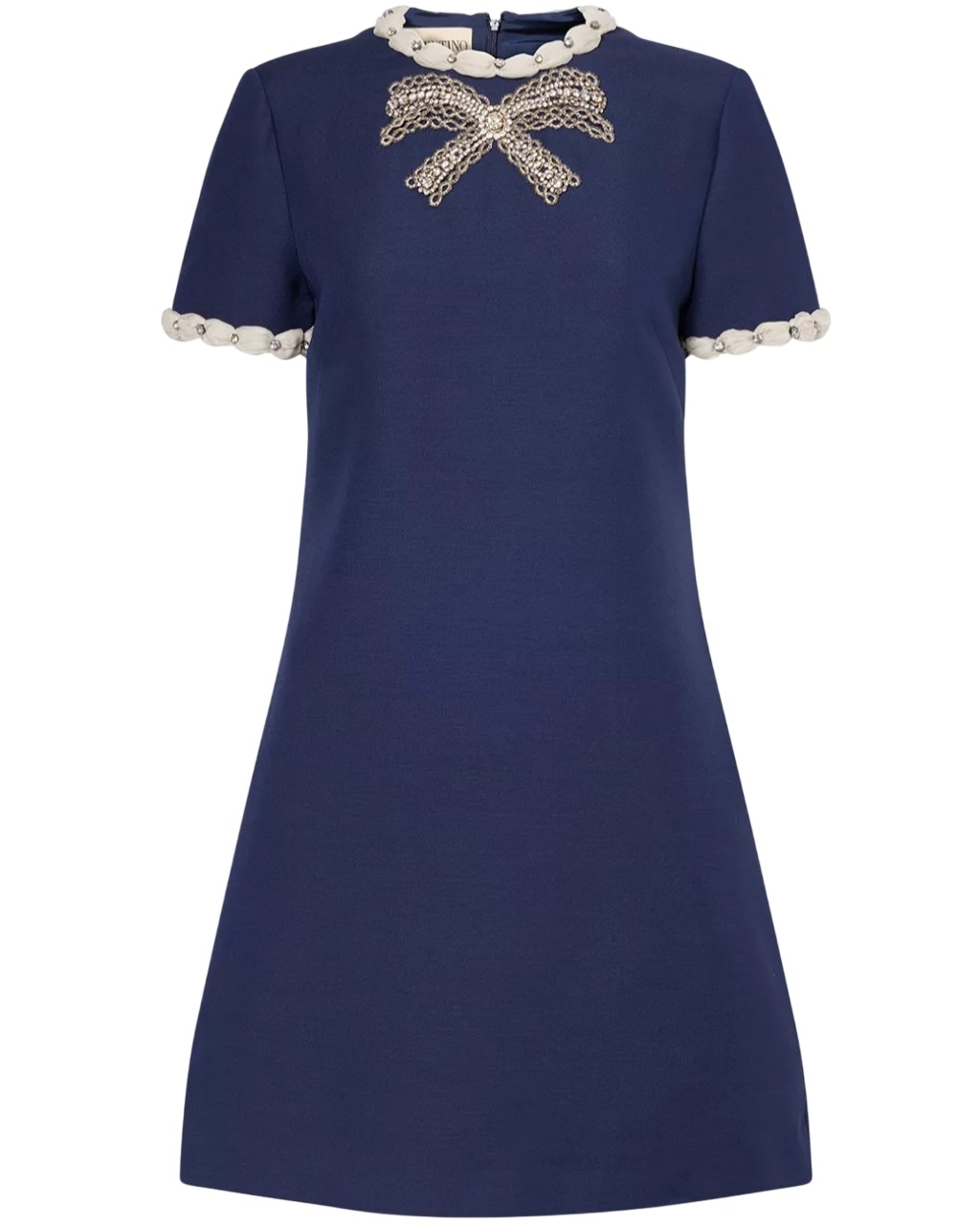 Váy Đầm Valentino Embroidered Crepe Couture Short Dress Indigo 11