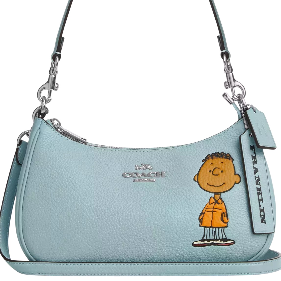 Túi Coach X Peanuts Teri Shoulder Bag With Franklin Light Blue Multi CBJ80 6