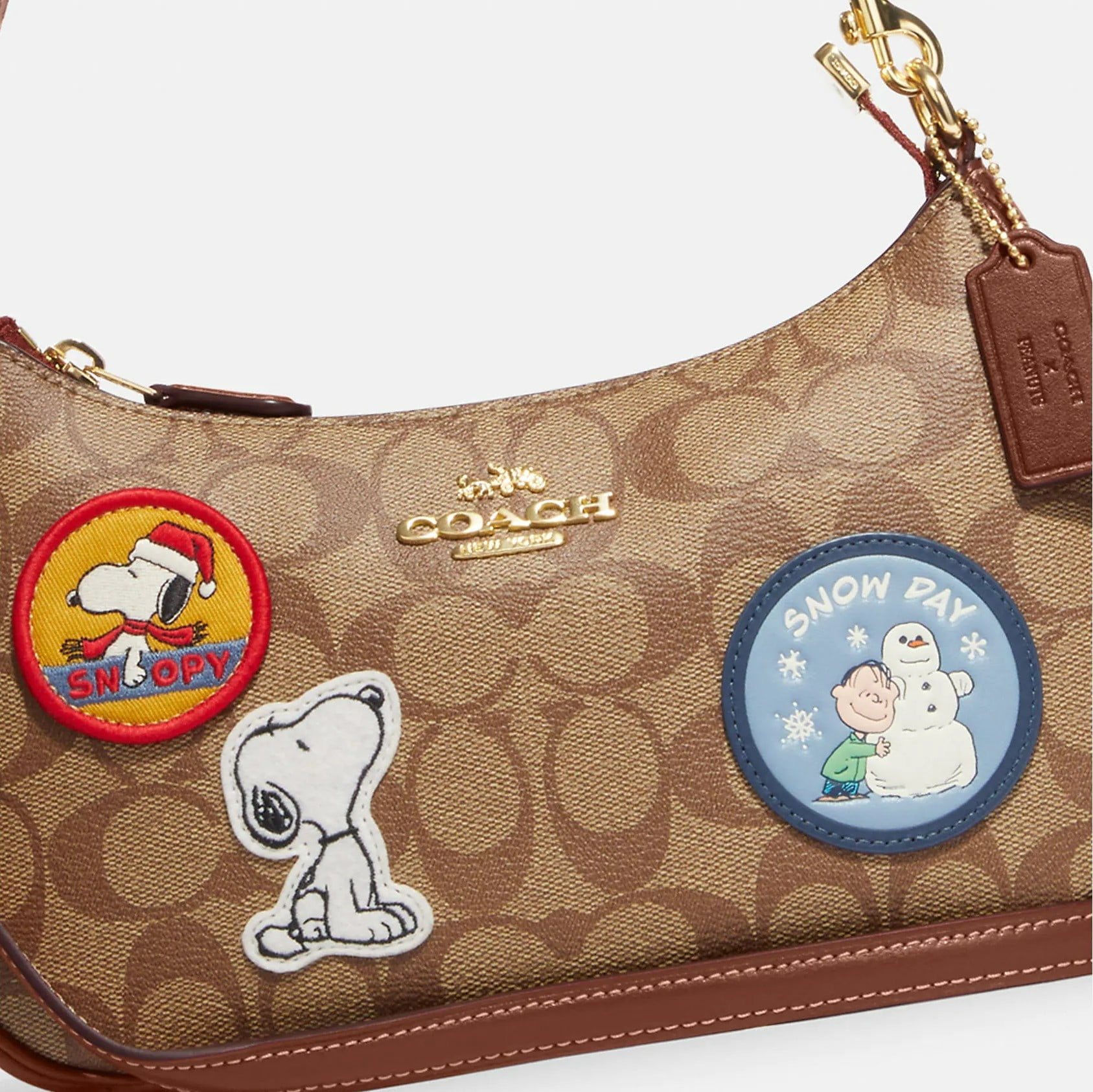 TÚI KẸP NÁCH COACH NỮ CHÓ SNOOPY COACH X PEANUTS TERI SHOULDER BAG IN SIGNATURE CANVAS WITH PATCHES 3