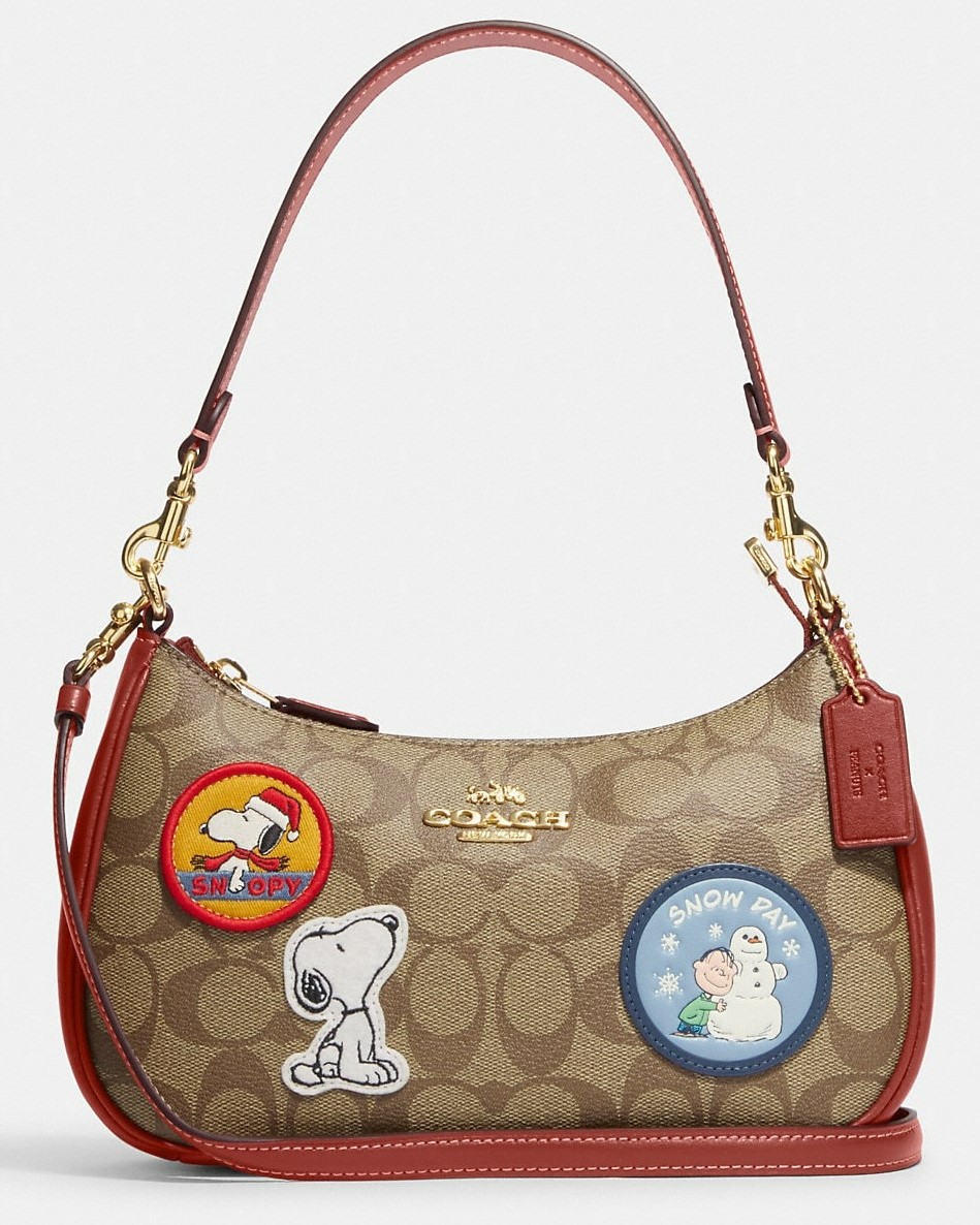 TÚI KẸP NÁCH COACH NỮ CHÓ SNOOPY COACH X PEANUTS TERI SHOULDER BAG IN SIGNATURE CANVAS WITH PATCHES 6