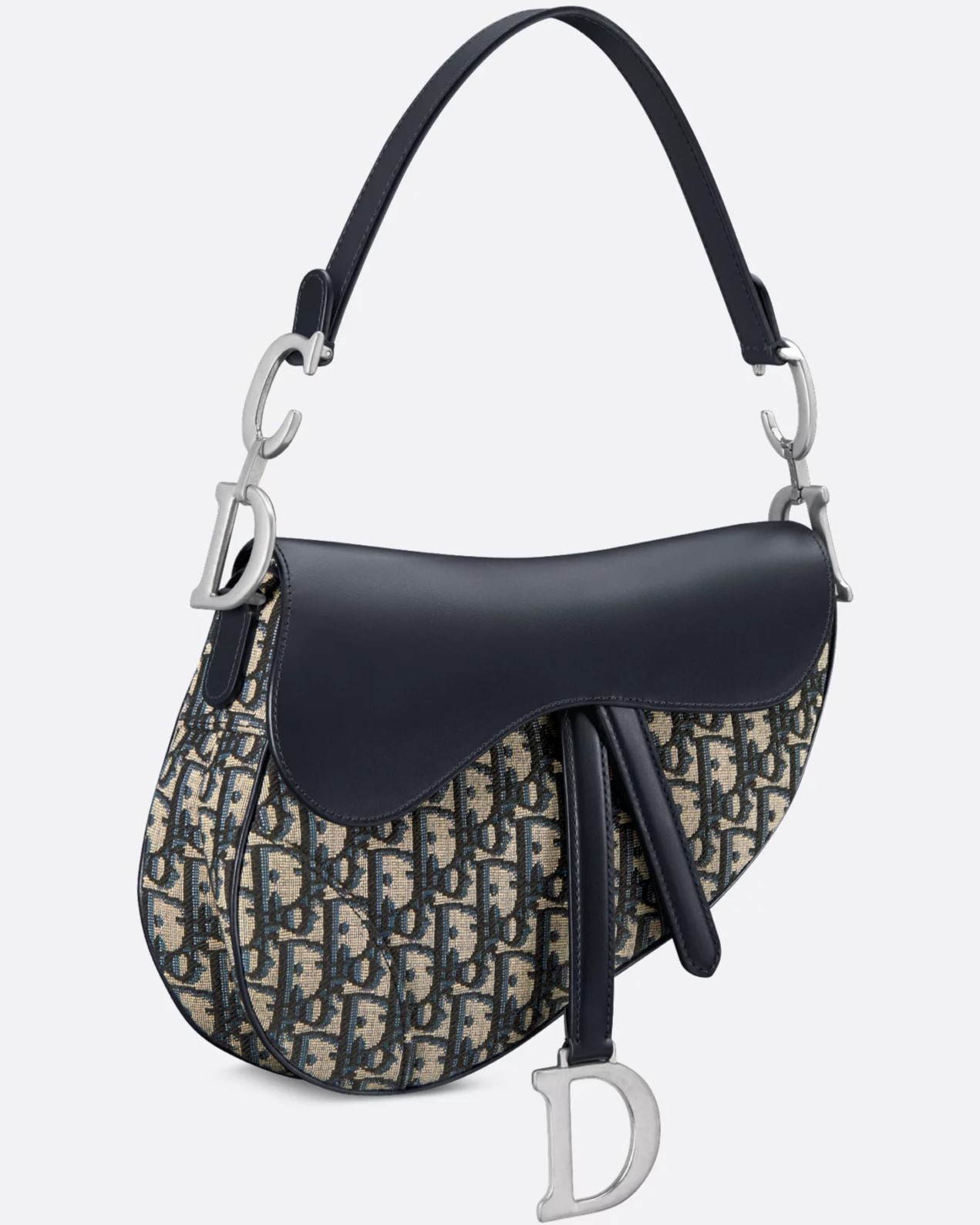 Túi Dior yên ngựa Saddle Bag with Strap Blue Dior Oblique Jacquard and Smooth Calfskin 1