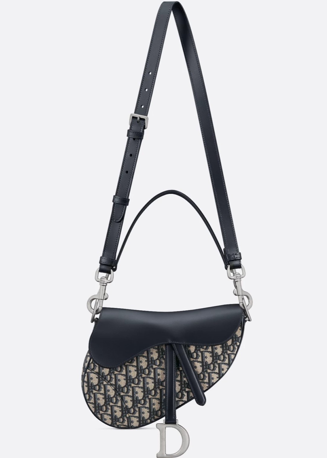 Túi Dior yên ngựa Saddle Bag with Strap Blue Dior Oblique Jacquard and Smooth Calfskin 3