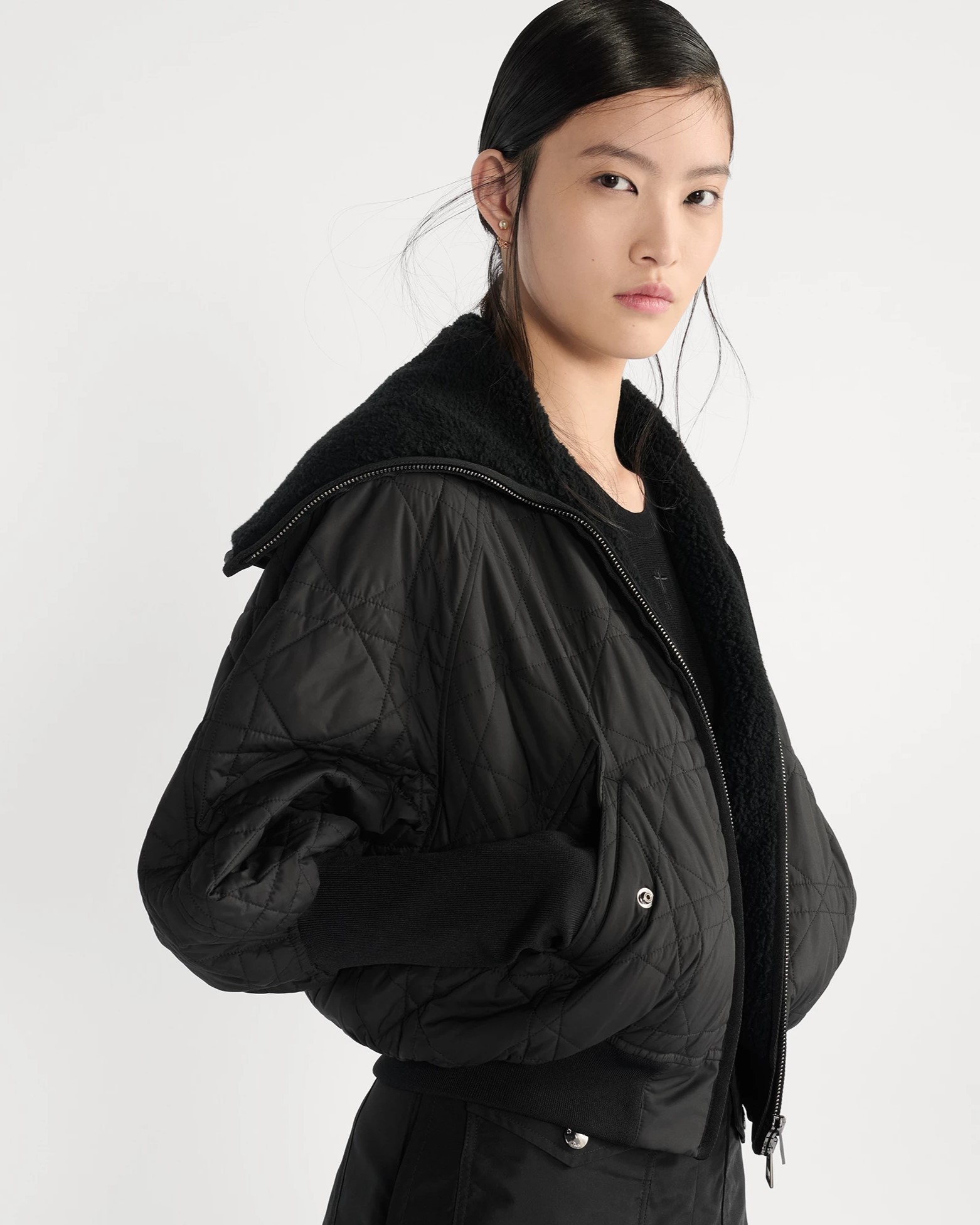 Áo khoác Dior Macrocannage Jacket Black Quilted Technical Taffeta 6