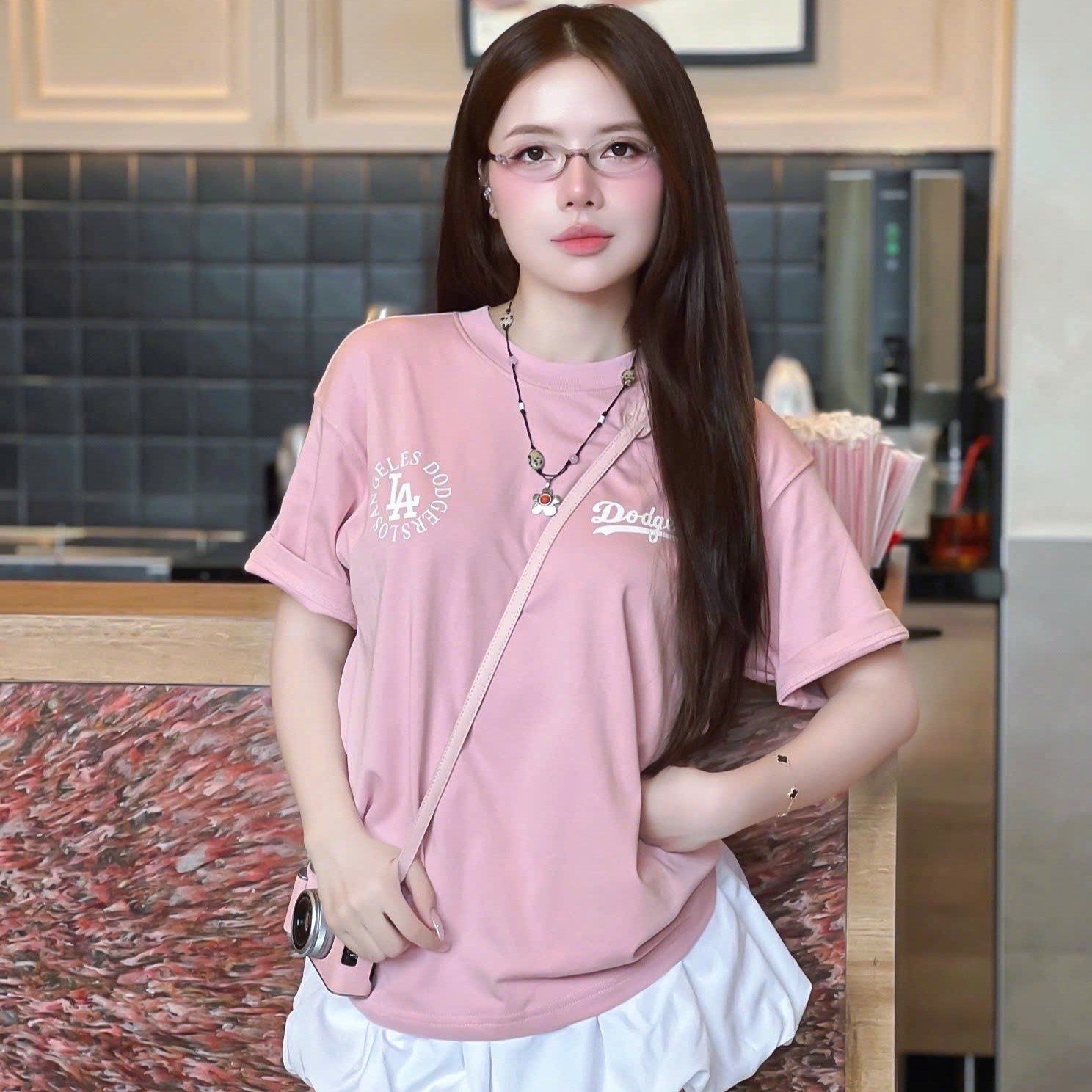 Áo Thun nữ New Era La Dodgers Mini Logo Pink T-Shirt 8