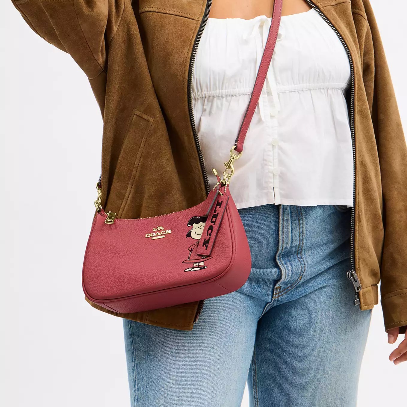 Túi Coach X Peanuts Teri Shoulder Bag With Lucy Bright Coral Multi CBM32 6