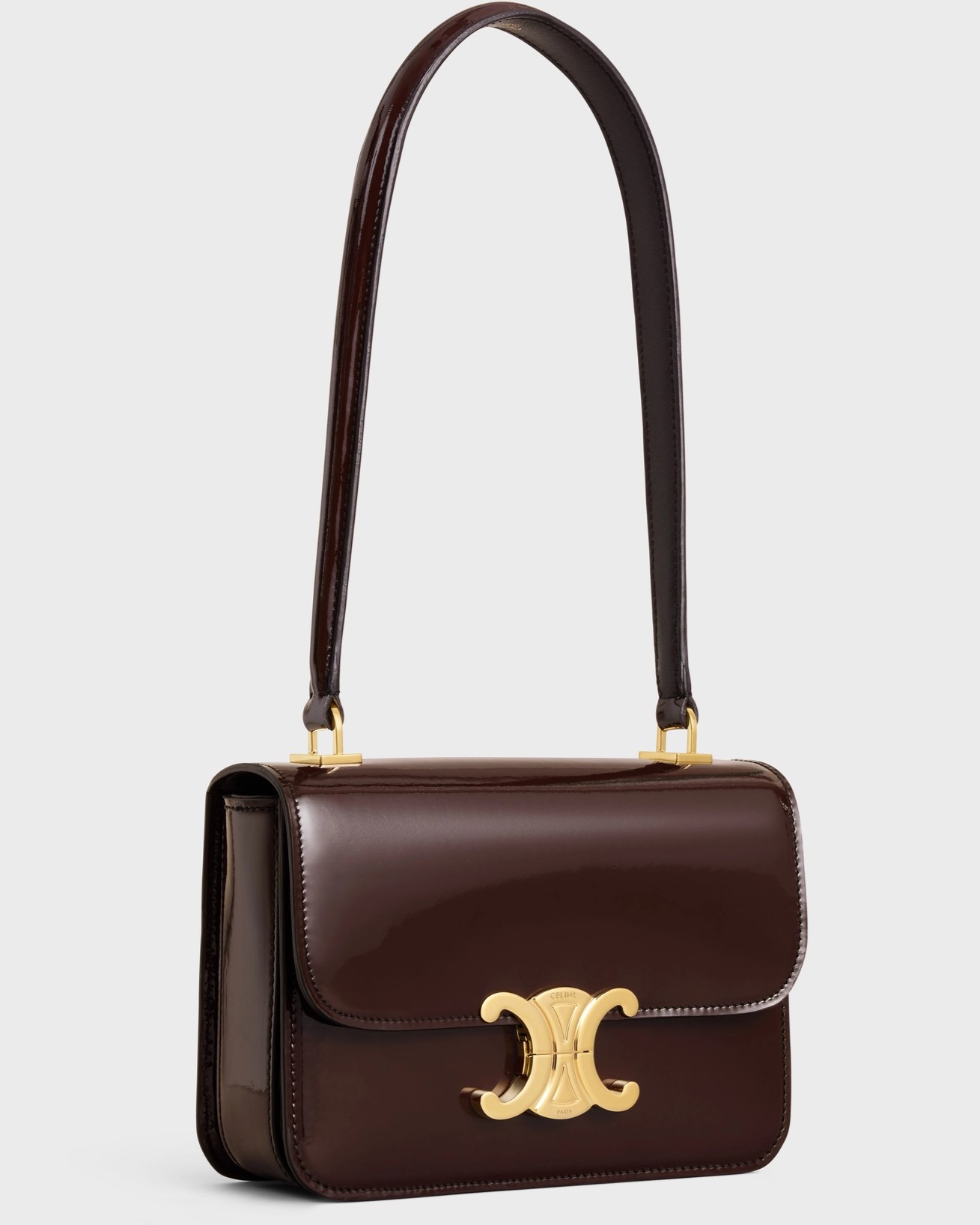 Túi kẹp nách Celine Teen Garance bag in Patent Calfskin Dark Brown 4