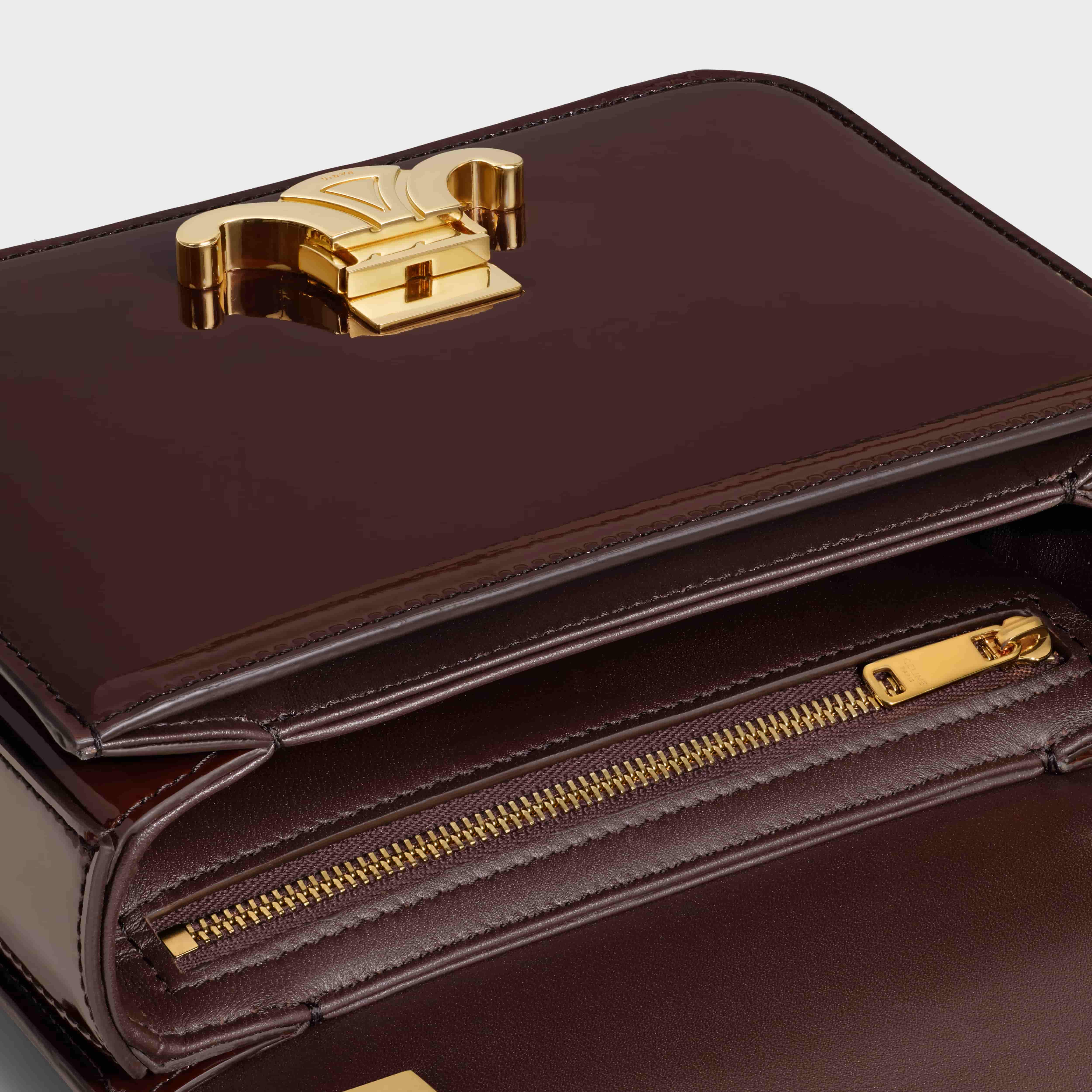 Túi kẹp nách Celine Teen Garance bag in Patent Calfskin Dark Brown 5