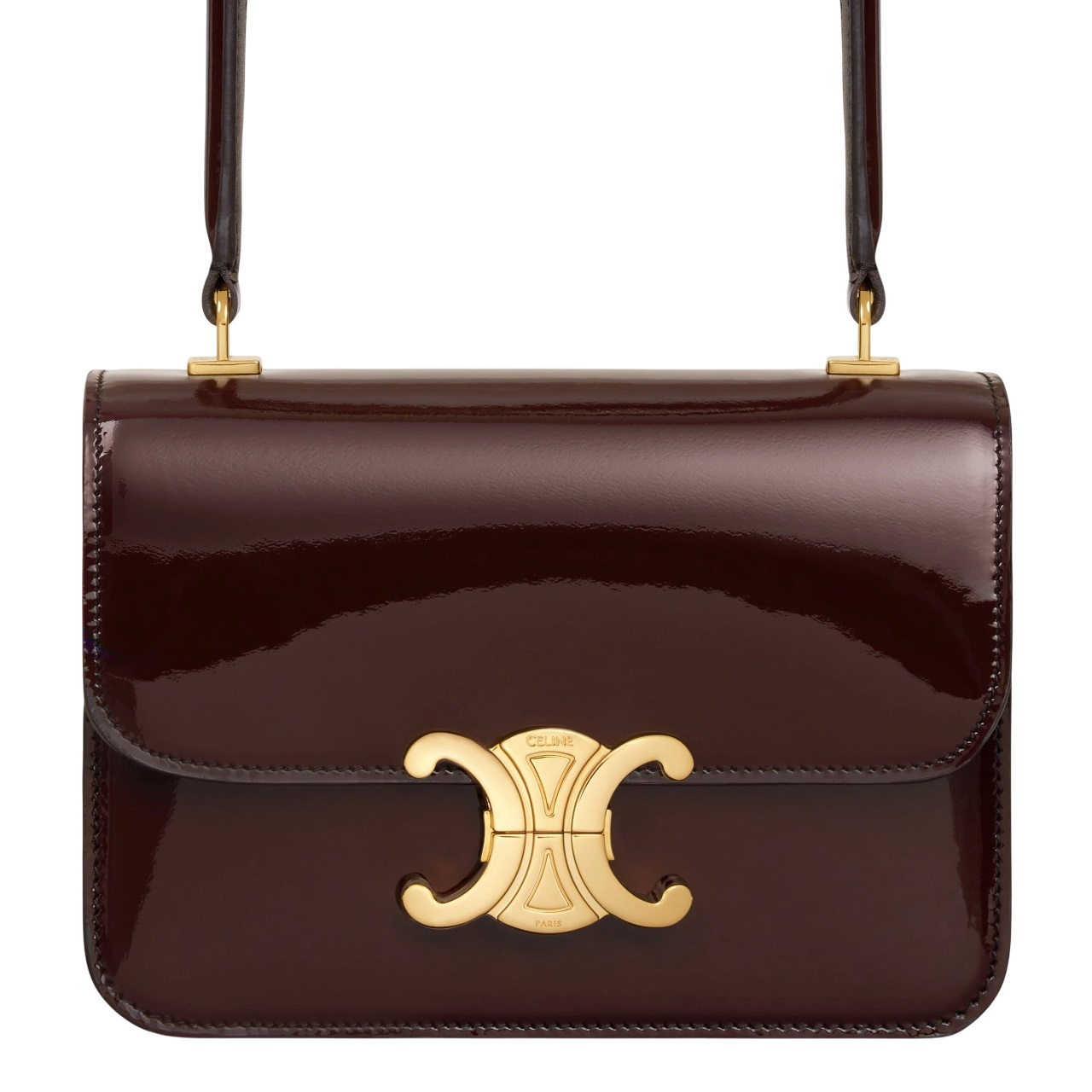 Túi kẹp nách Celine Teen Garance bag in Patent Calfskin Dark Brown 6
