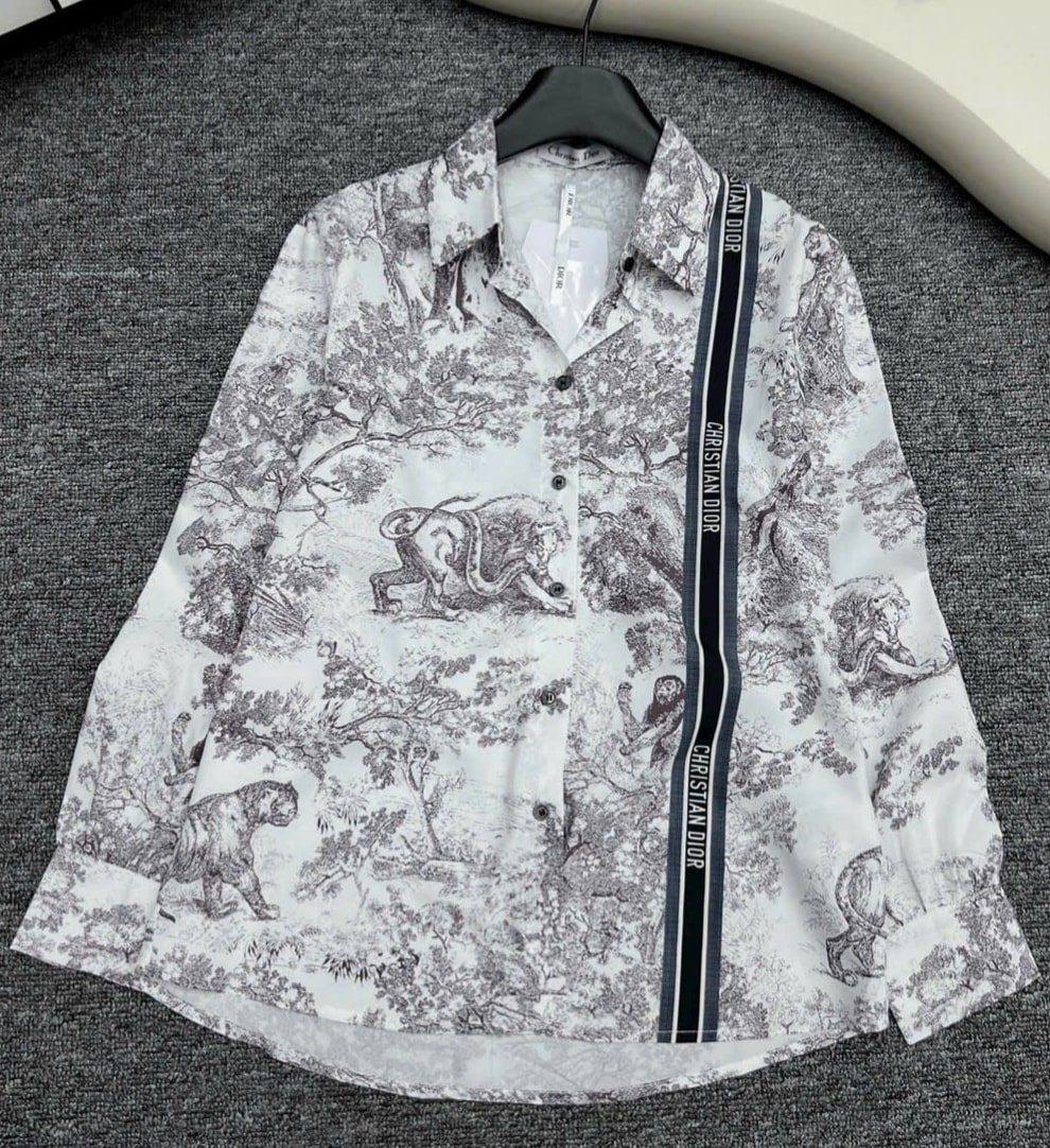 Áo sơ mi nữ họa tiêt cọp Dior 5