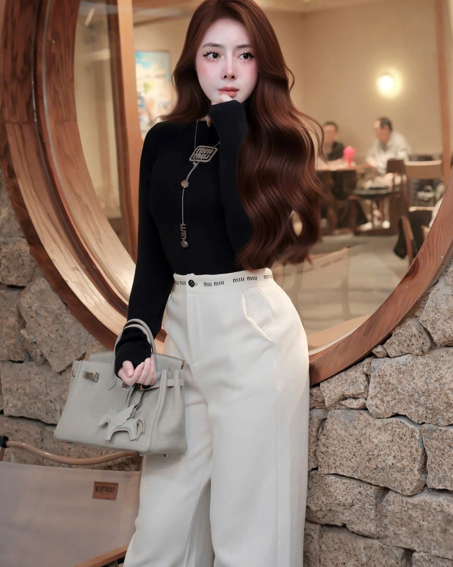 Áo len tay dài cổ lọ giữ nhiệt Miu Miu 2