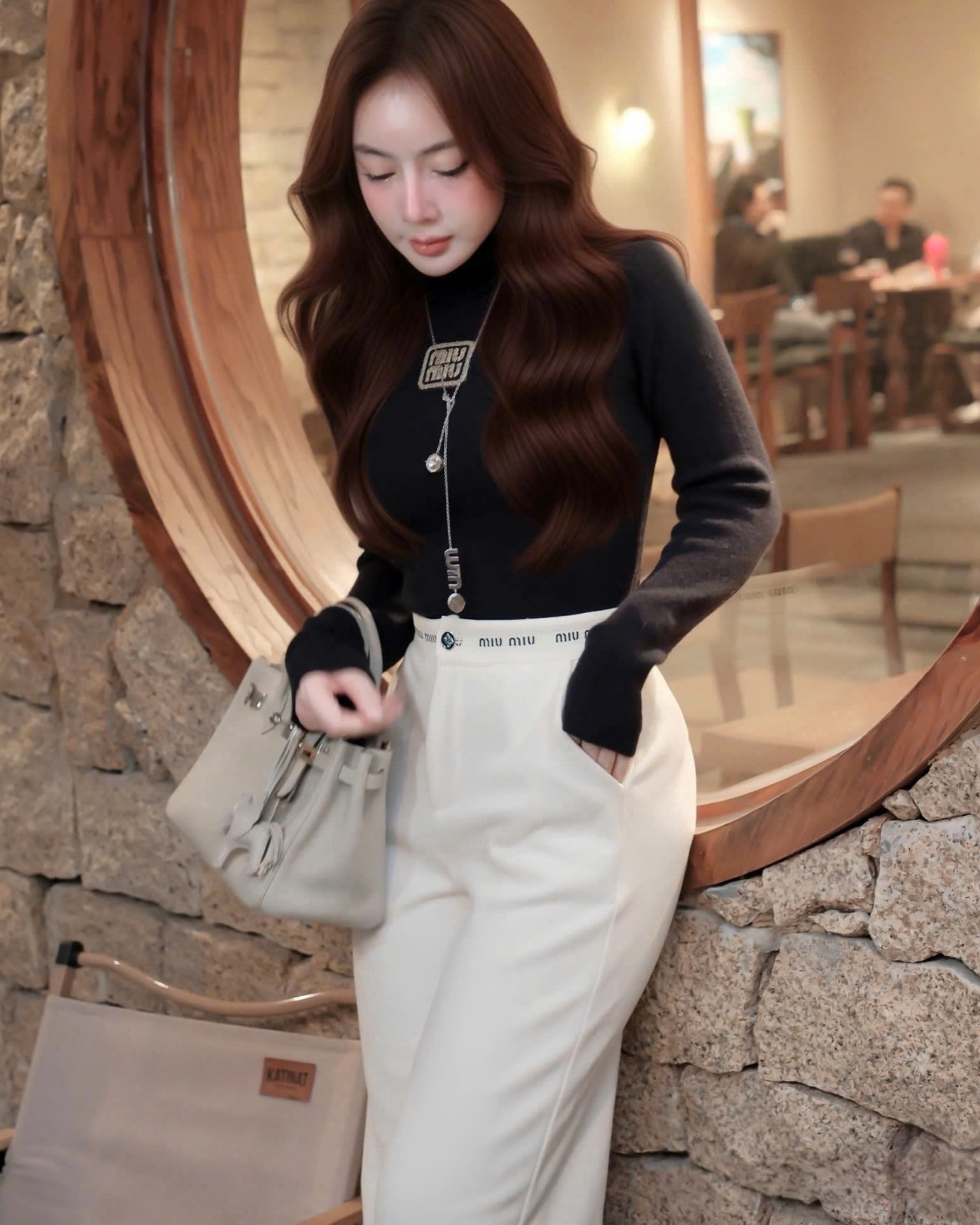 Áo len tay dài cổ lọ giữ nhiệt Miu Miu 10