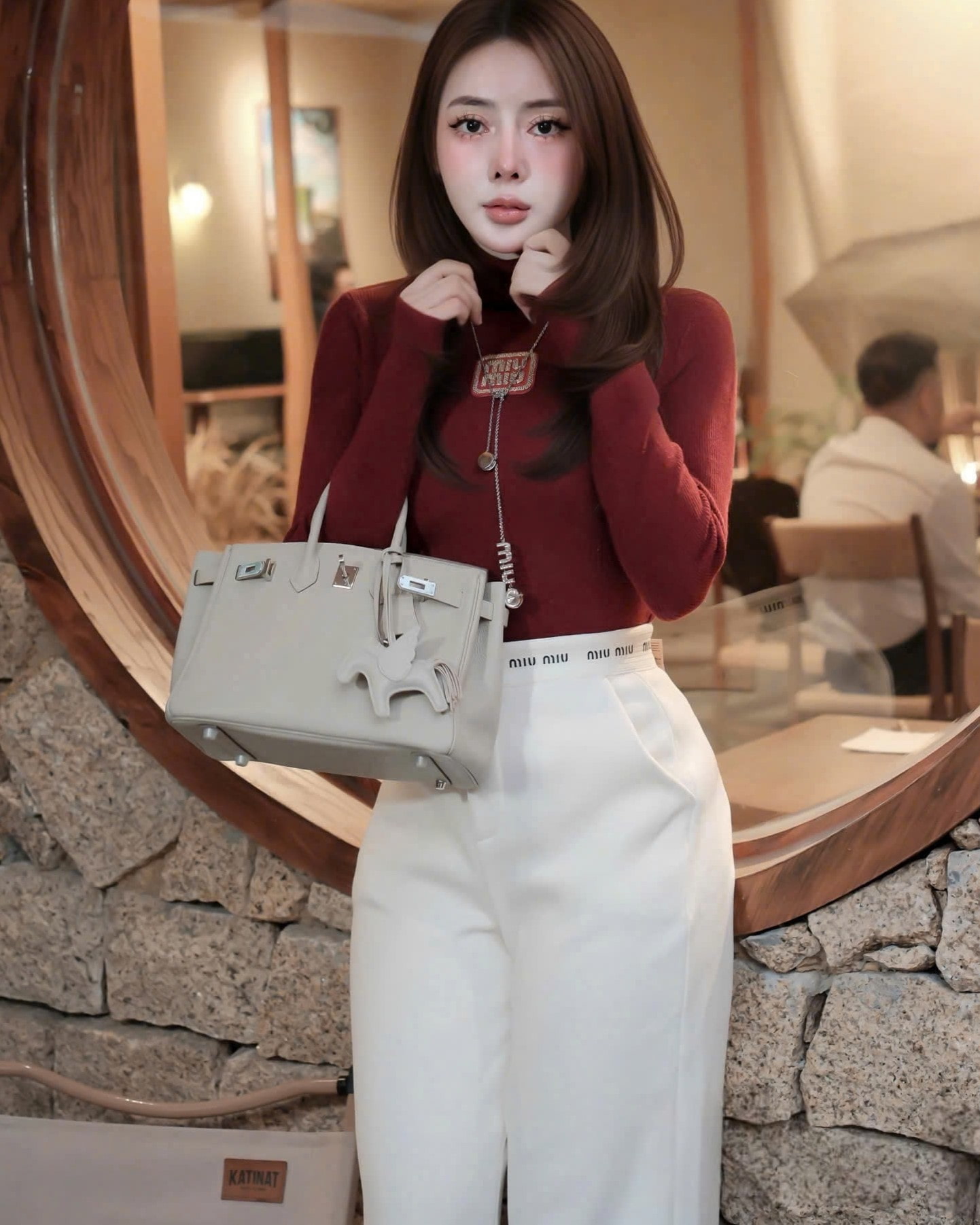 Áo len tay dài cổ lọ giữ nhiệt Miu Miu 13
