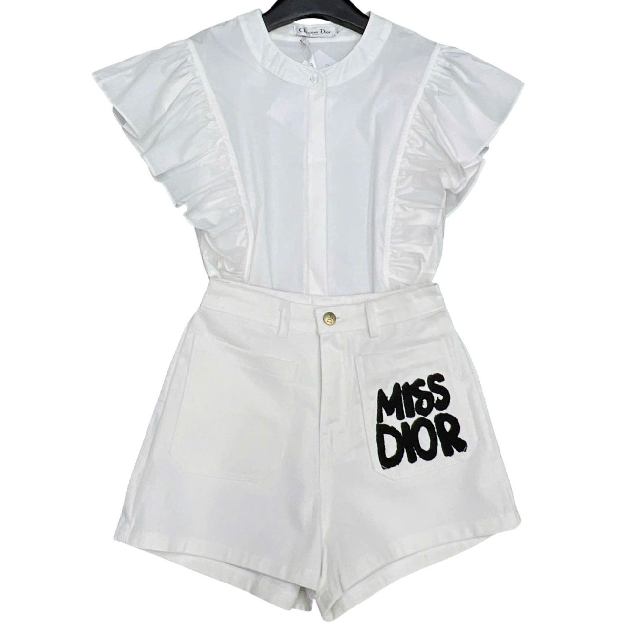 Set áo trắng bèo quần short Miss Dior 1