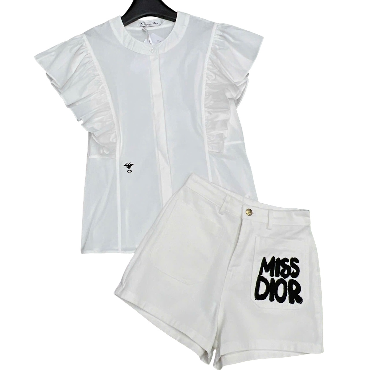 Set áo trắng bèo quần short Miss Dior 3