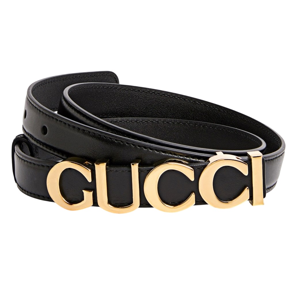 Thắt lưng Gucci Buckle Thin Belt In Black Leather With Gold-Toned Hardware 5