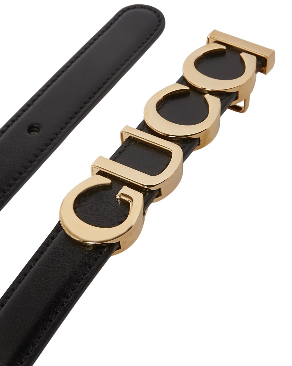 Thắt lưng Gucci Buckle Thin Belt In Black Leather With Gold-Toned Hardware 9