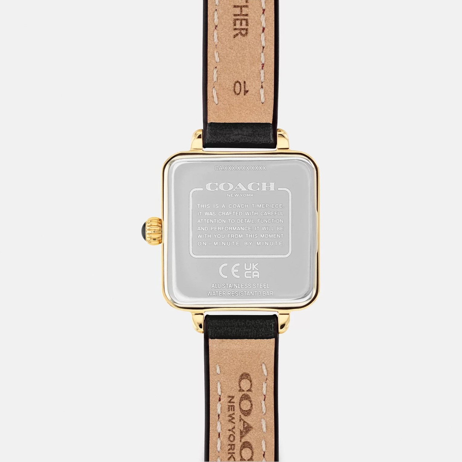 ĐỒNG HỒ NỮ COACH CASS SIGNATURE HORSE AND CARRIAGE ION-PLATED GOLDTONE STEEL AND BLACK LEATHER STRAP WATCH 14504225 6