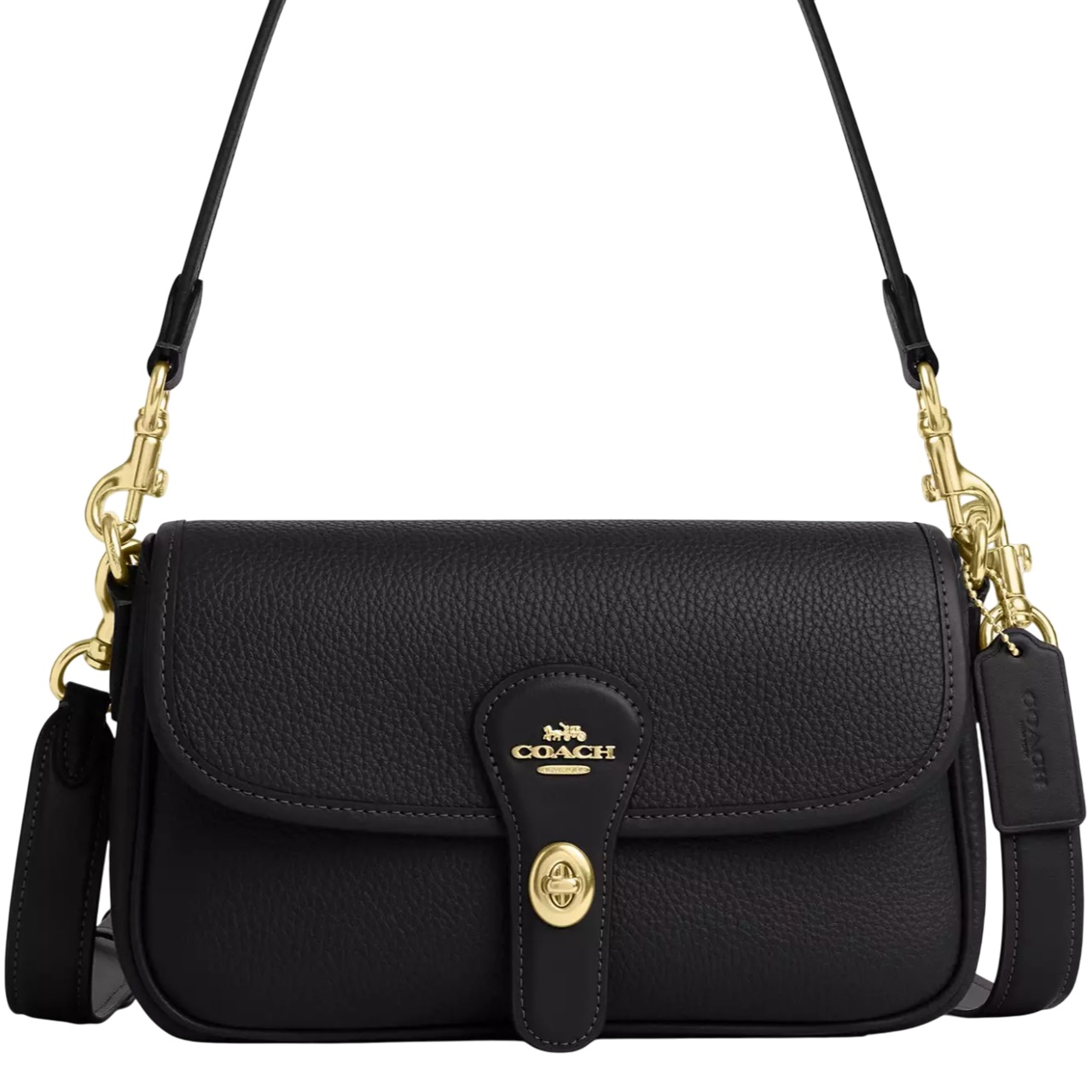 Túi Coach nữ Hadley Shoulder Bag Pebbled Leather Gold Black CY683 1