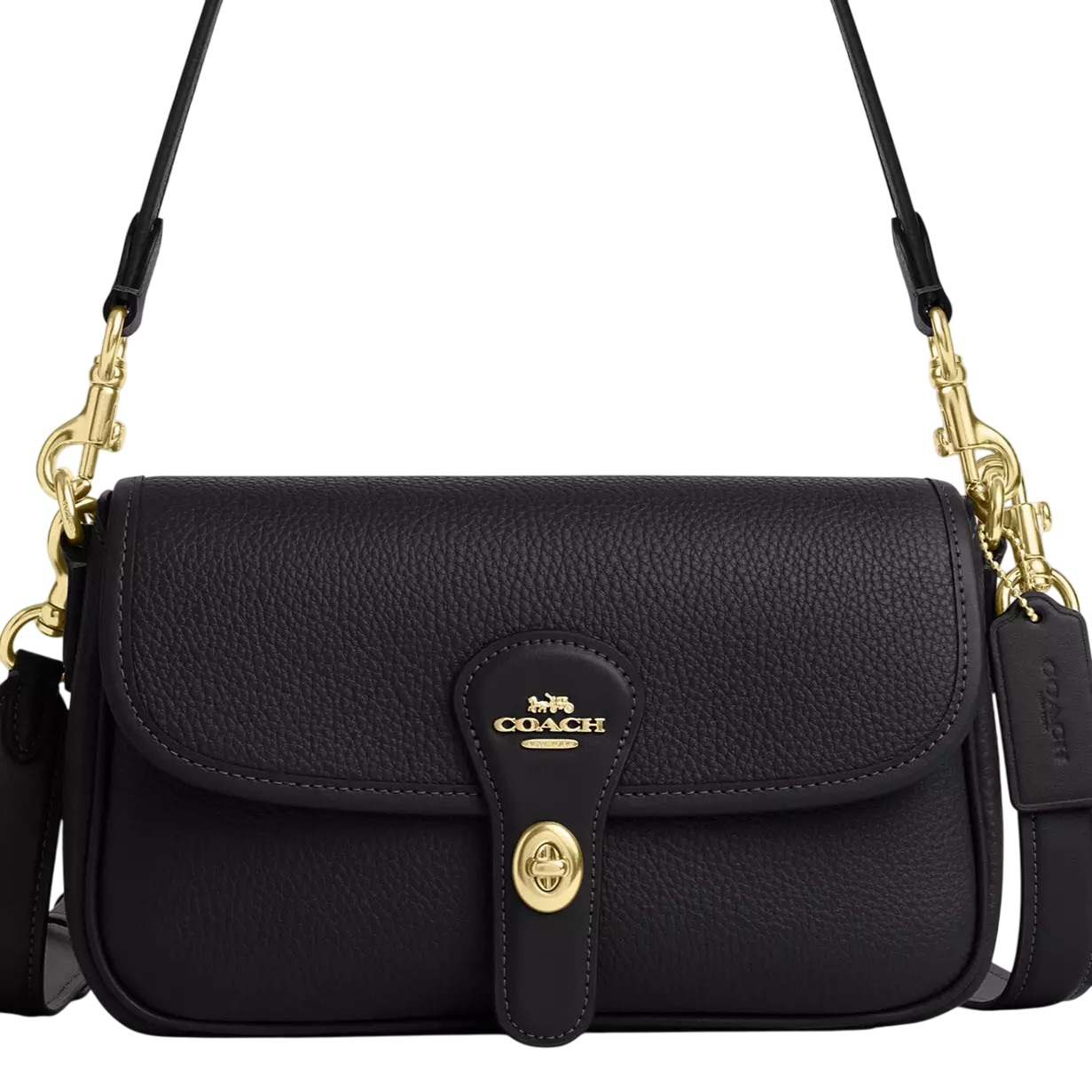 Túi Coach nữ Hadley Shoulder Bag Pebbled Leather Gold Black CY683 4