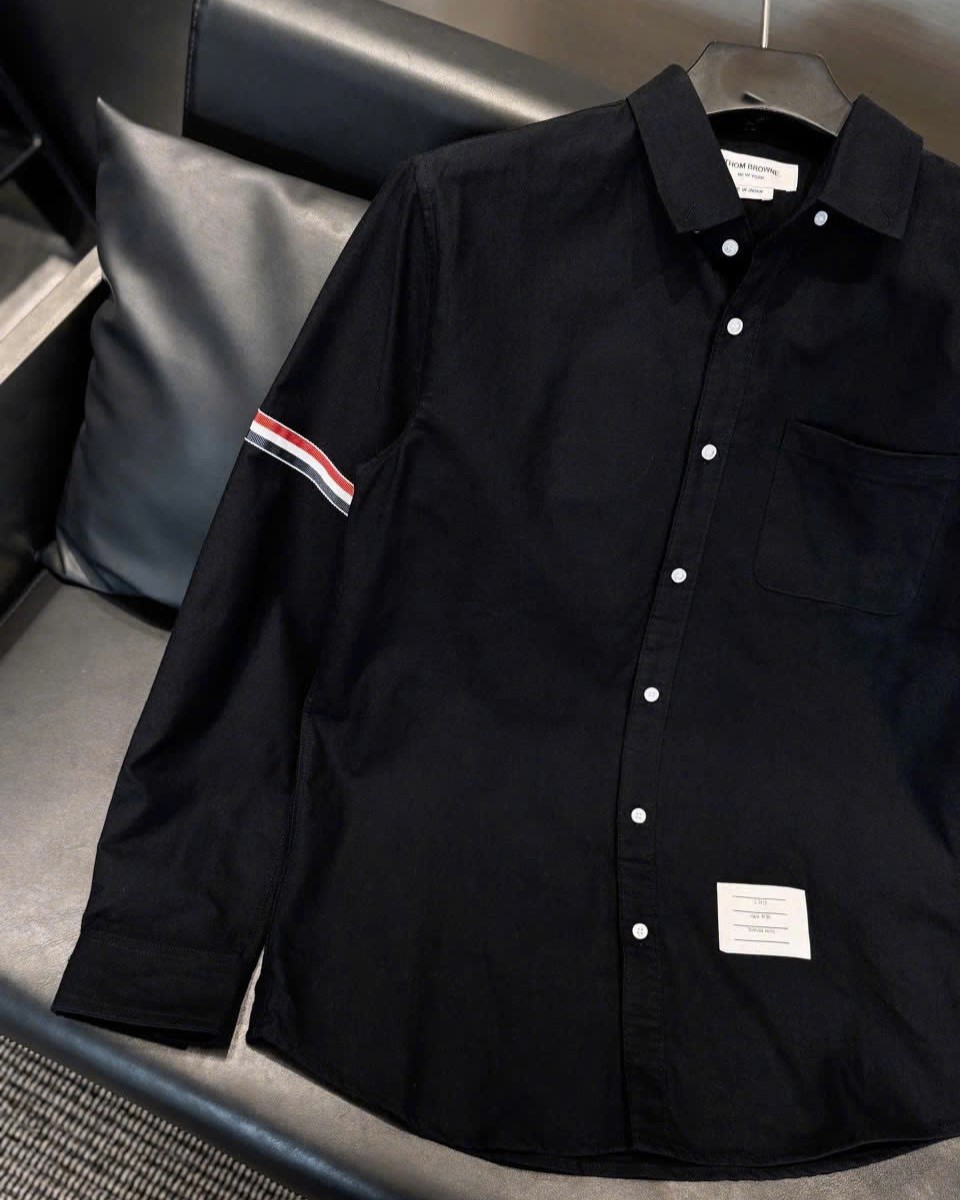 Áo sơ mi Thom Browne Three-stripe Shirt Black 7