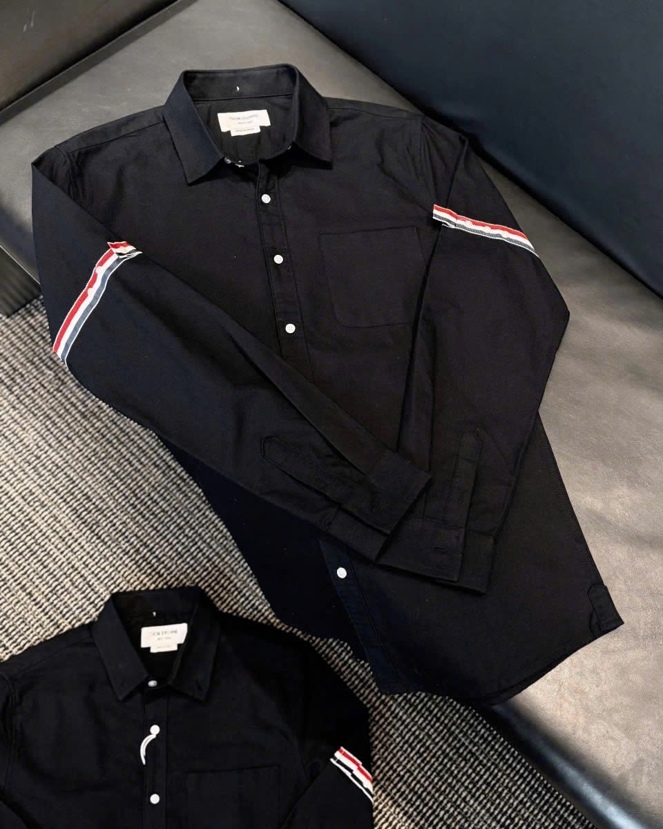 Áo sơ mi Thom Browne Three-stripe Shirt Black 9