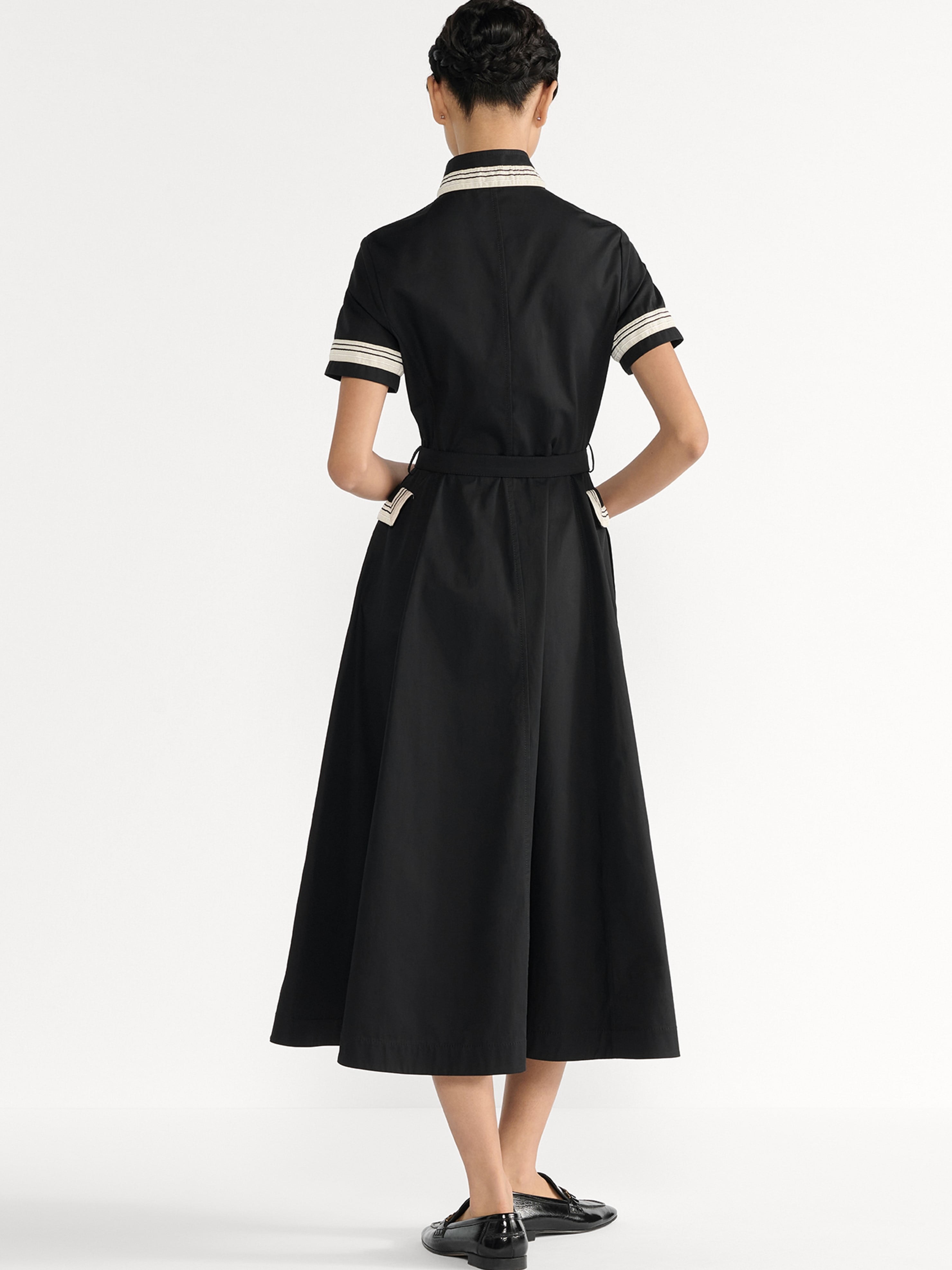 Váy đầm Dior Mid-Length Flared Shirtdress Black Cotton Gabardine 6