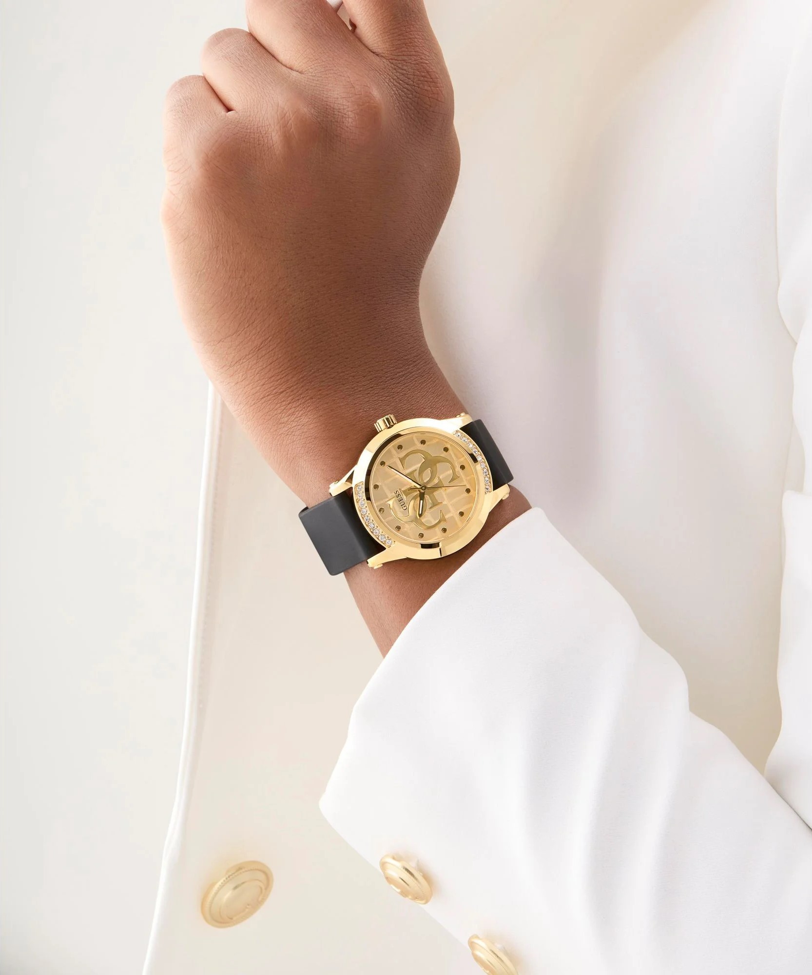 Đồng hồ nữ Guess Ladies Black Gold Tone Analog Watch 4