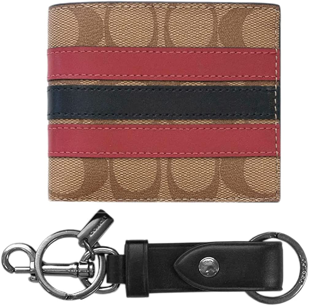 SET VÍ COACH NAM ID BILLFOLD WALLET AND KEY FOB GIFT SET IN SIGNATURE CANVAS TAN MULTI F86110 7