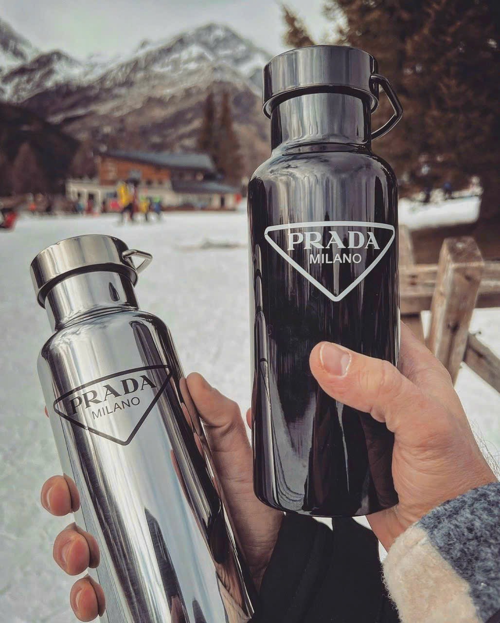  BÌNH NƯỚC GIỮ NHIỆT PRADA STAINLESS STEEL SILVER INSULATED WATER BOTTLE 500 ML 1