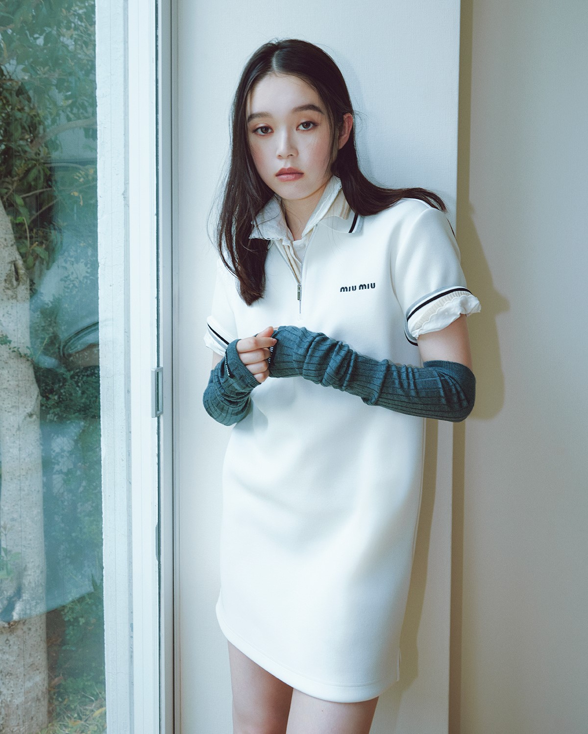Đầm thun trắng suông Miu miu 3