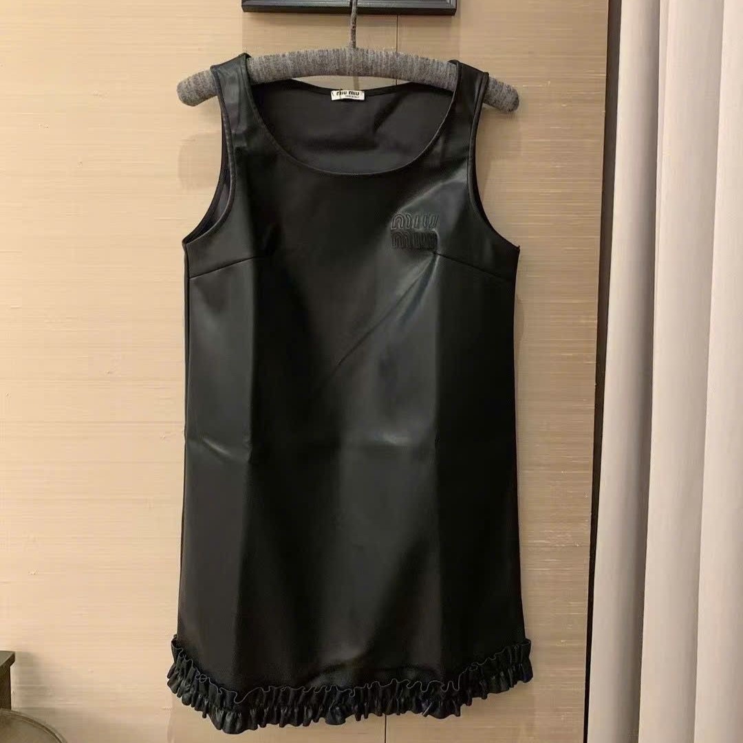 Đầm đen lụa sát nách nữ Miu Miu 5