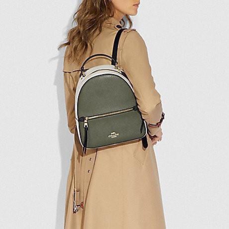 BALO NỮ COACH JORDYN IN COLORBLOCK MILITARY GREEN LEATHER BACKPACK 3
