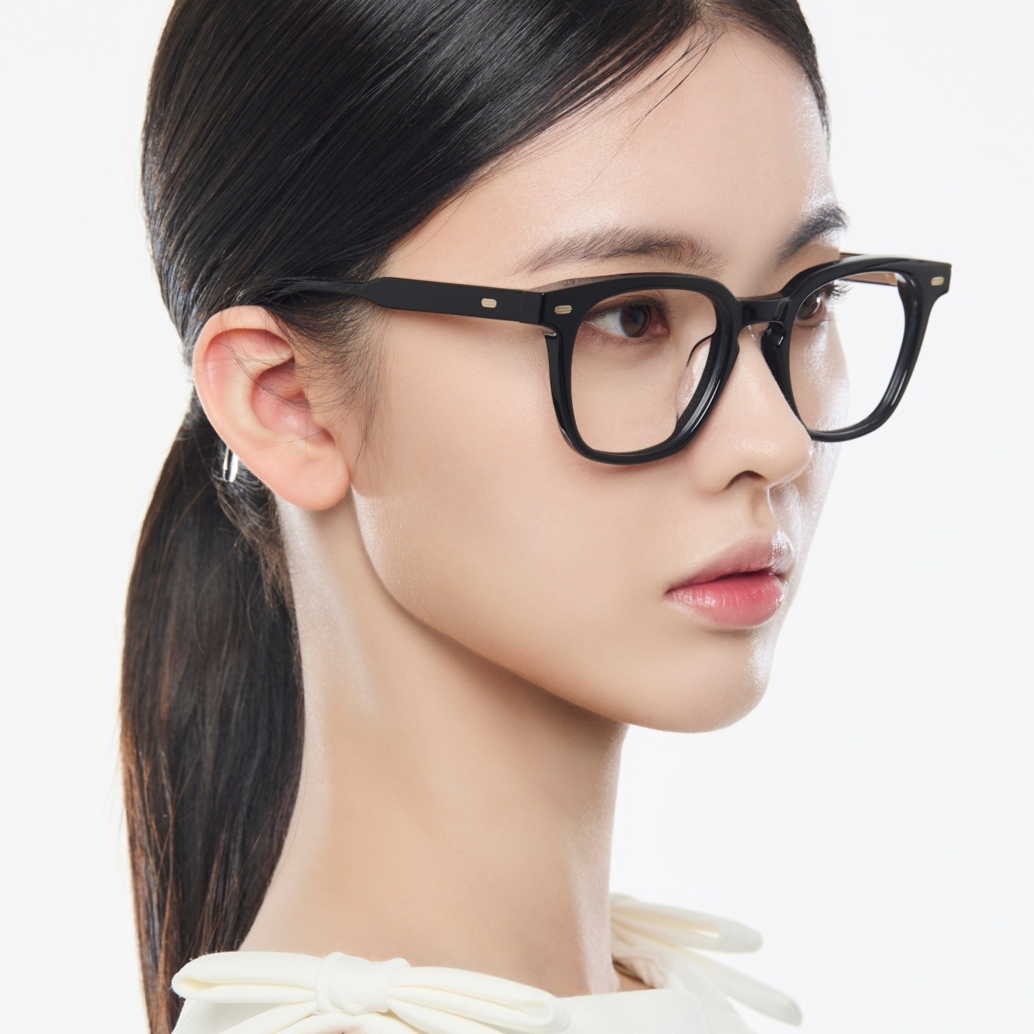 Kính Gentle Monster Kubo 01 Square Glasses in Black Acetate Frame Clear Lenses 20