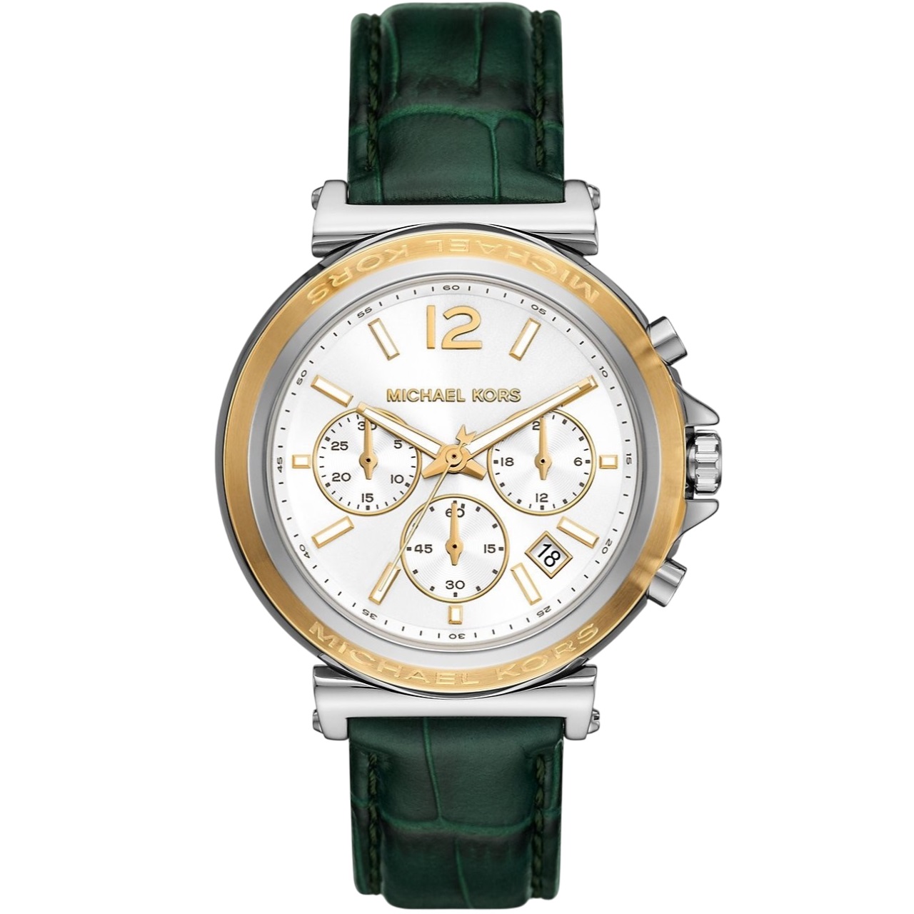 Đồng hồ nữ Michael Kors Oversized Maren Silver-Tone and Crocodile Embossed Leather Watch MK7498 7