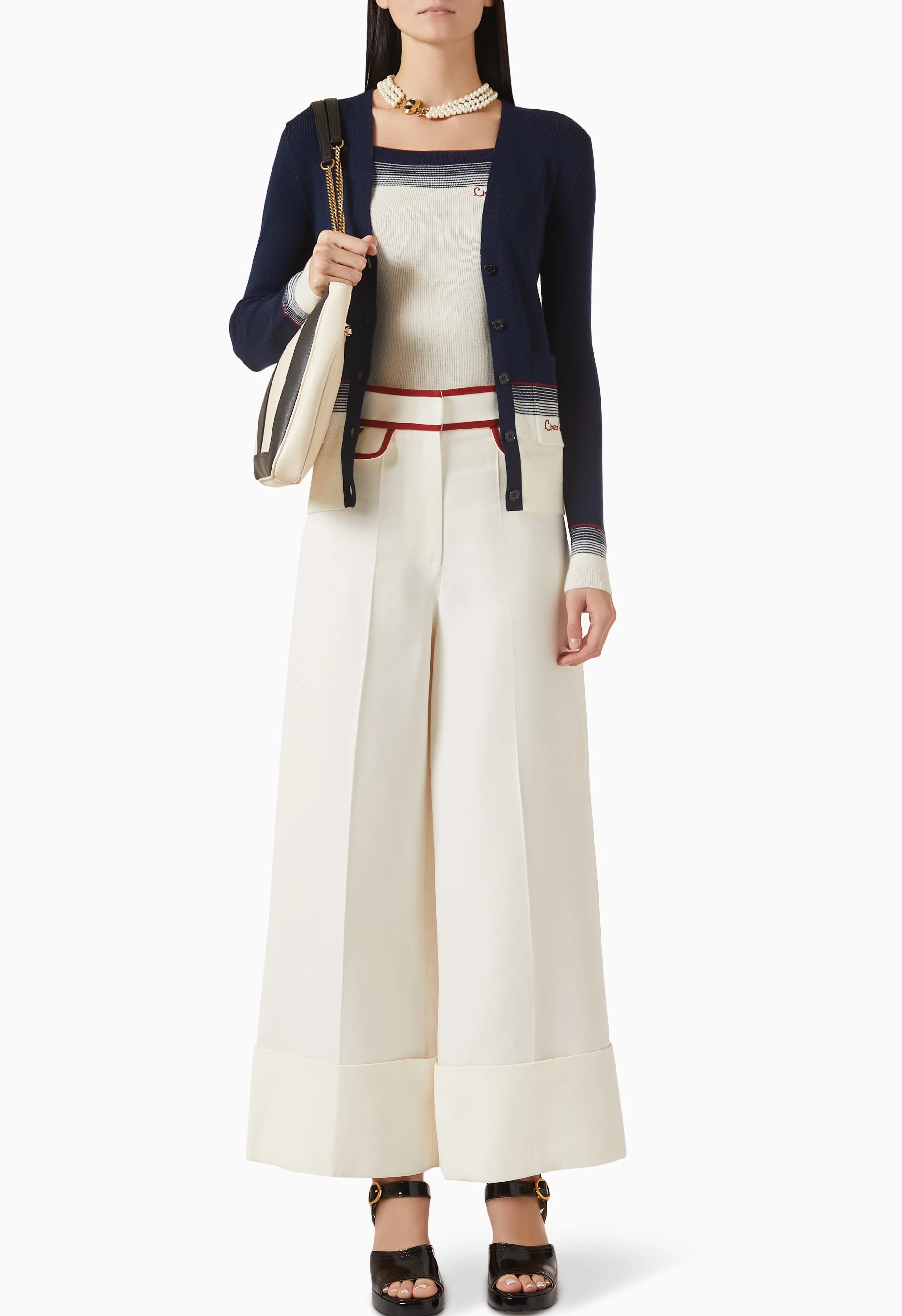 Quần dài nữ Valentino Crepe Couture Pants with V Gold 2