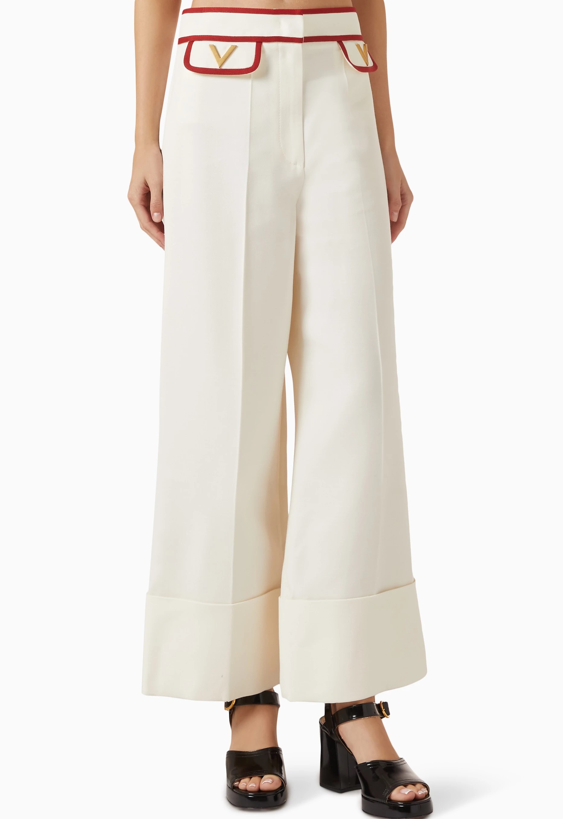 Quần dài nữ Valentino Crepe Couture Pants with V Gold 8