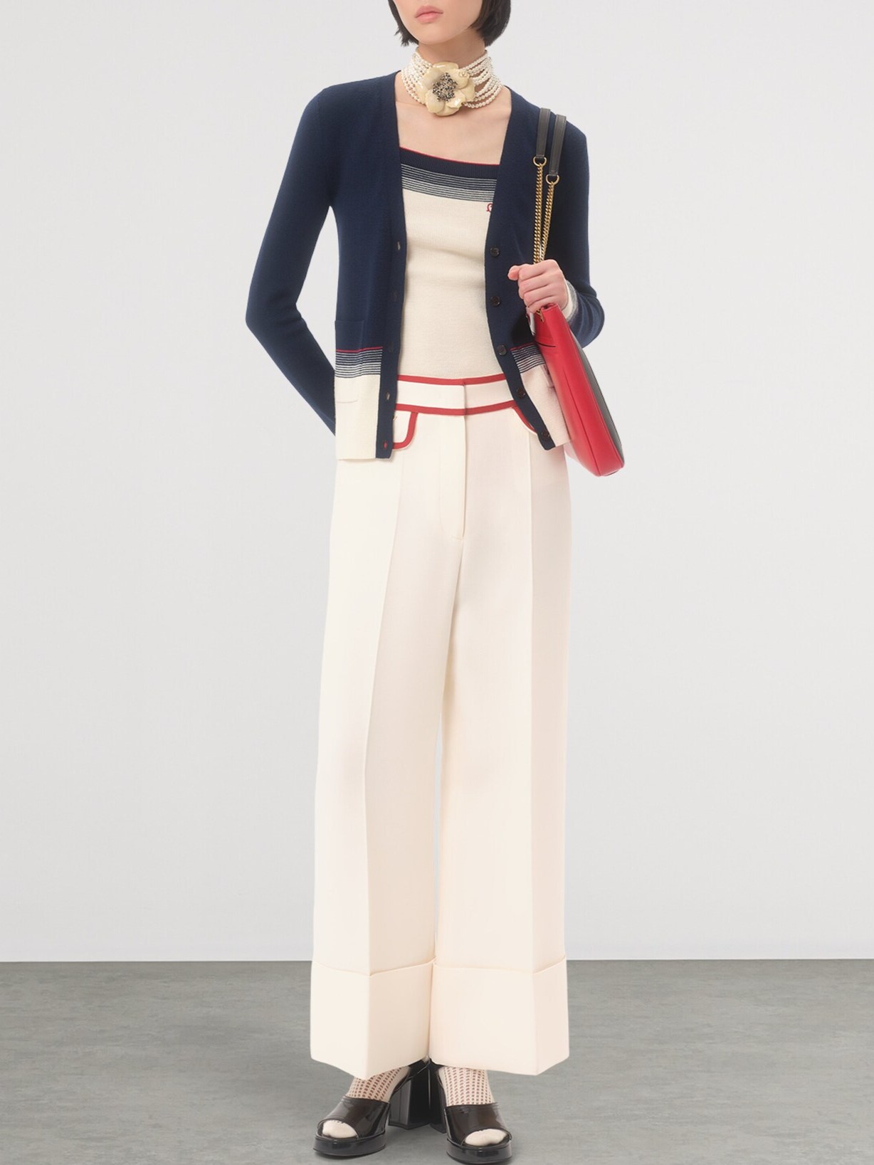 Quần dài nữ Valentino Crepe Couture Pants with V Gold 9