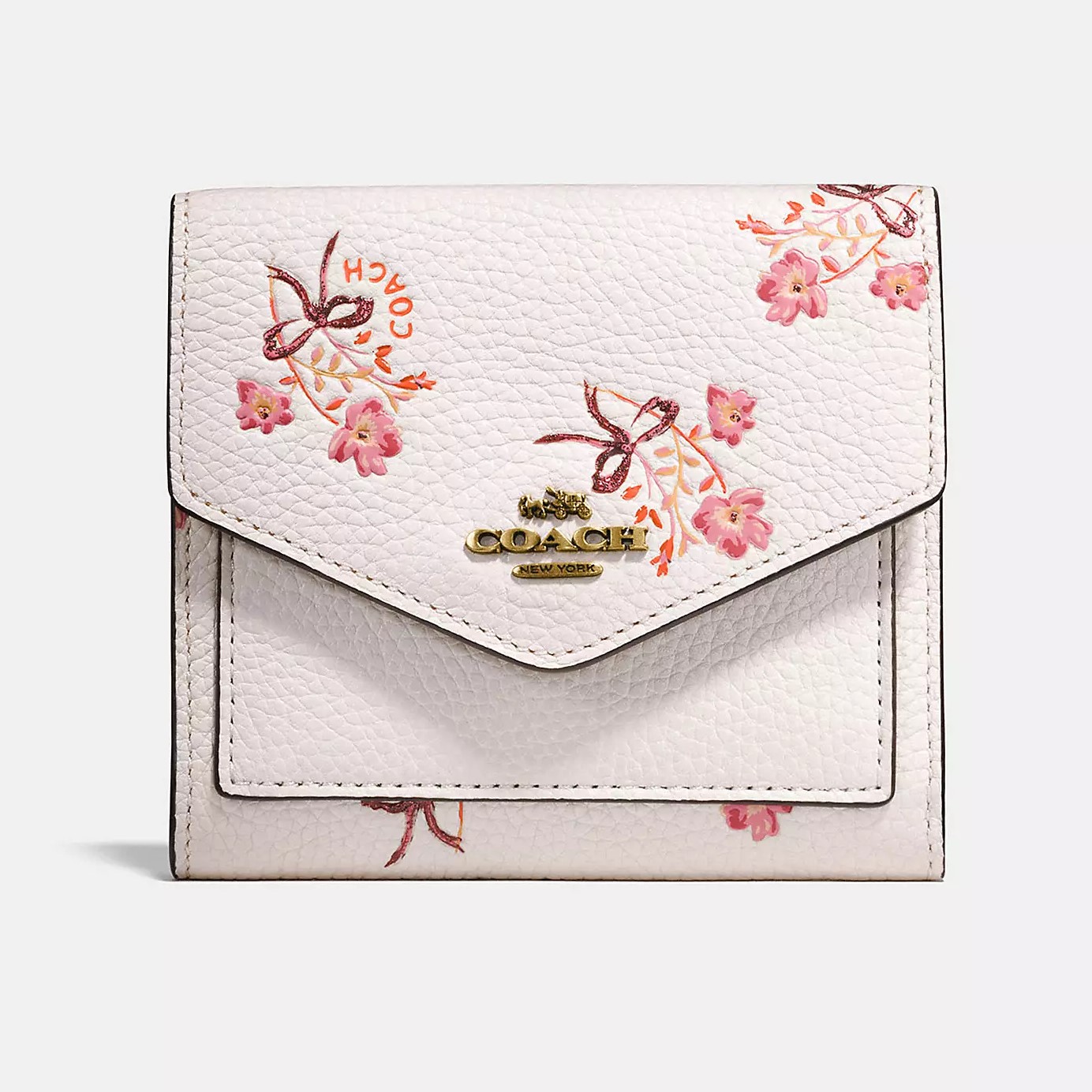 VÍ COACH NỮ SMALL WALLET WITH FLORAL BOW PRINT POLISHED PEBBLE LEATHER 28445 1
