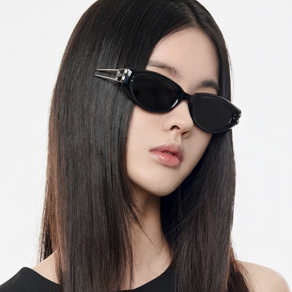 Kính Gentle Monster Kunst 01 Sophisticated Cat-eye Sunglasses in Black 18